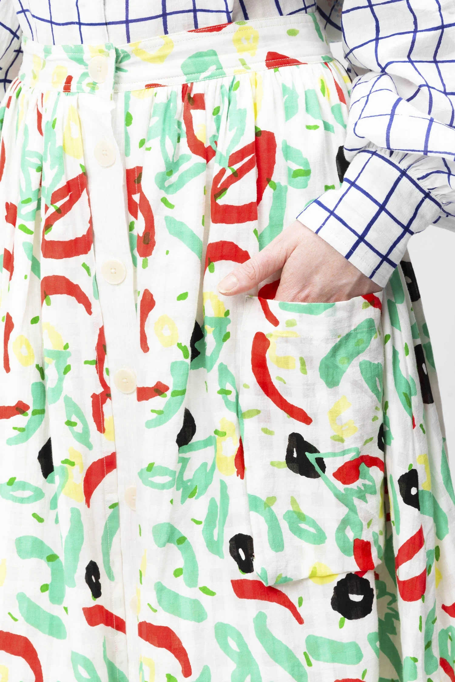 Abstract Printed Cotton Skirt - Image 3