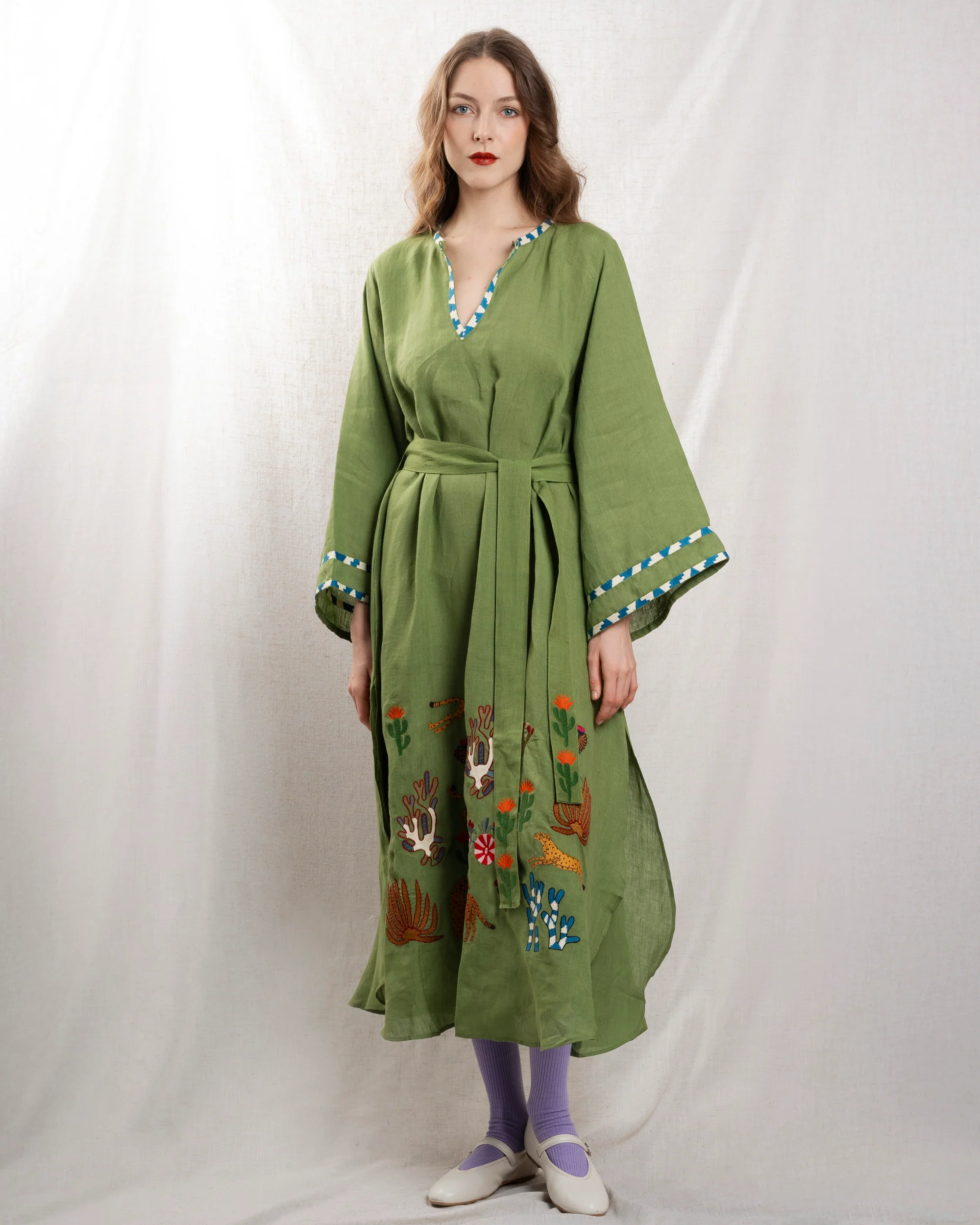 Women's Dress 100% Cotton Poplin - Primrose-Green