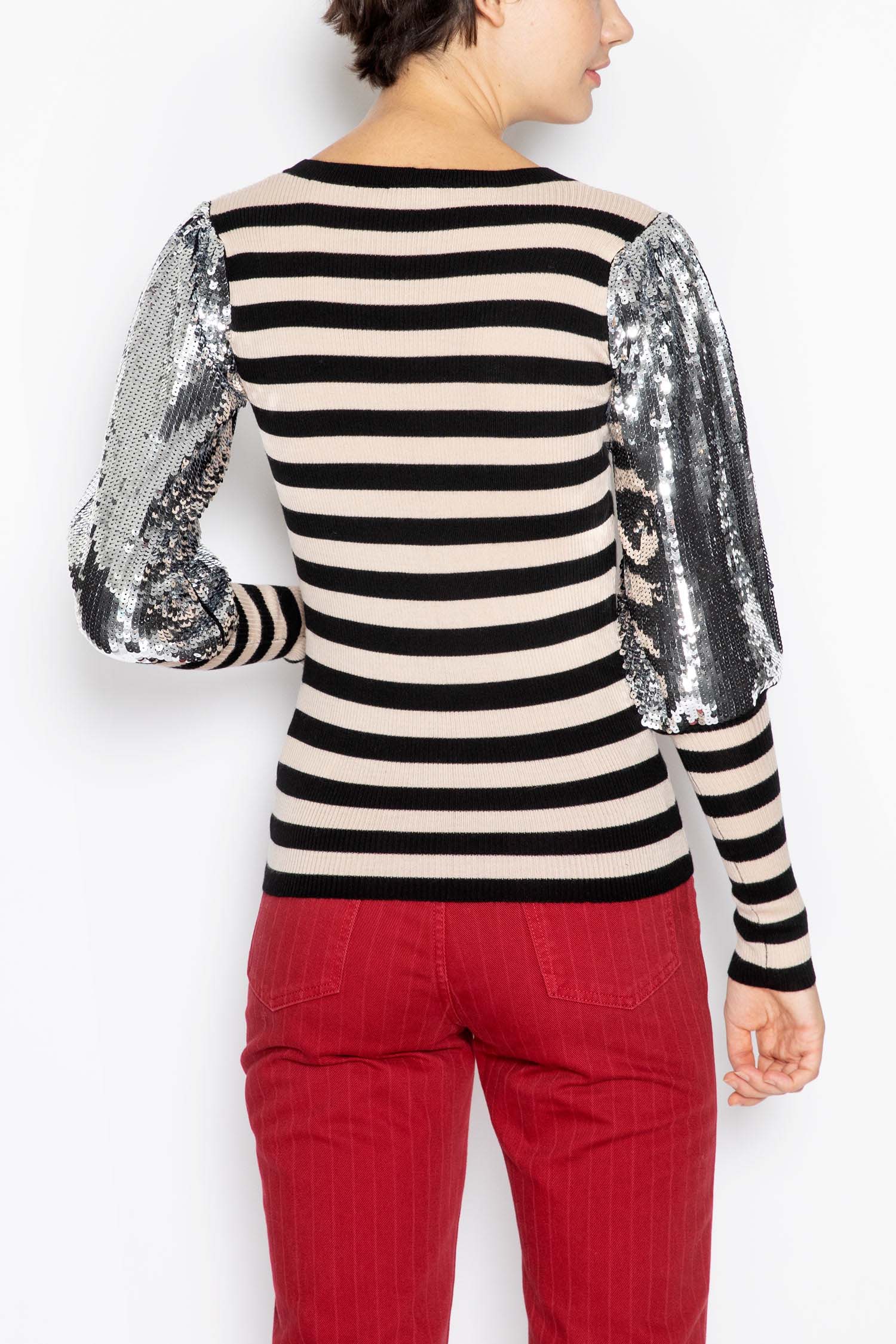 Extrafine Merino Wool Striped Jumper With Sequins - Image 2
