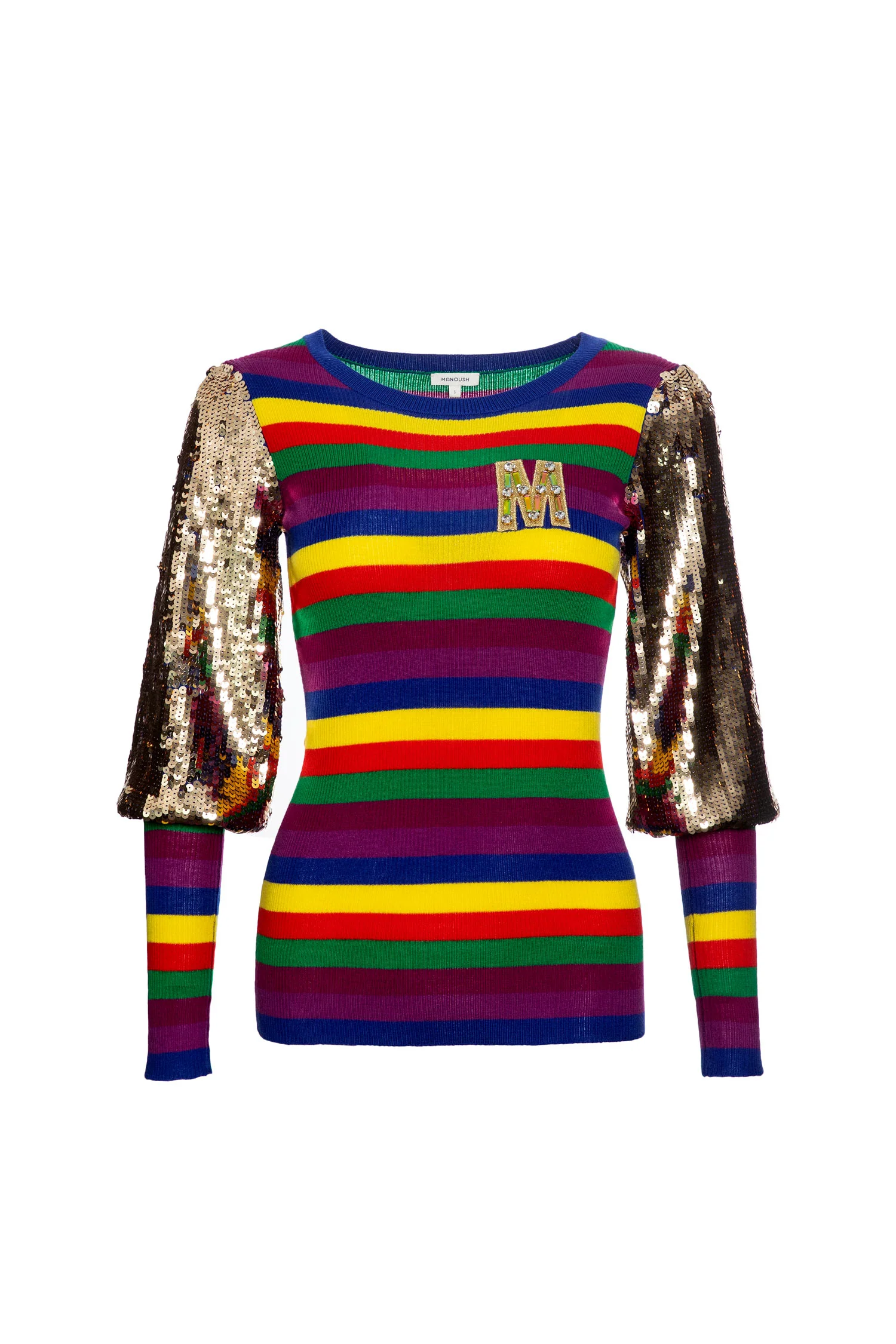 Extrafine Merino Wool Striped Jumper With Sequins - Image 5