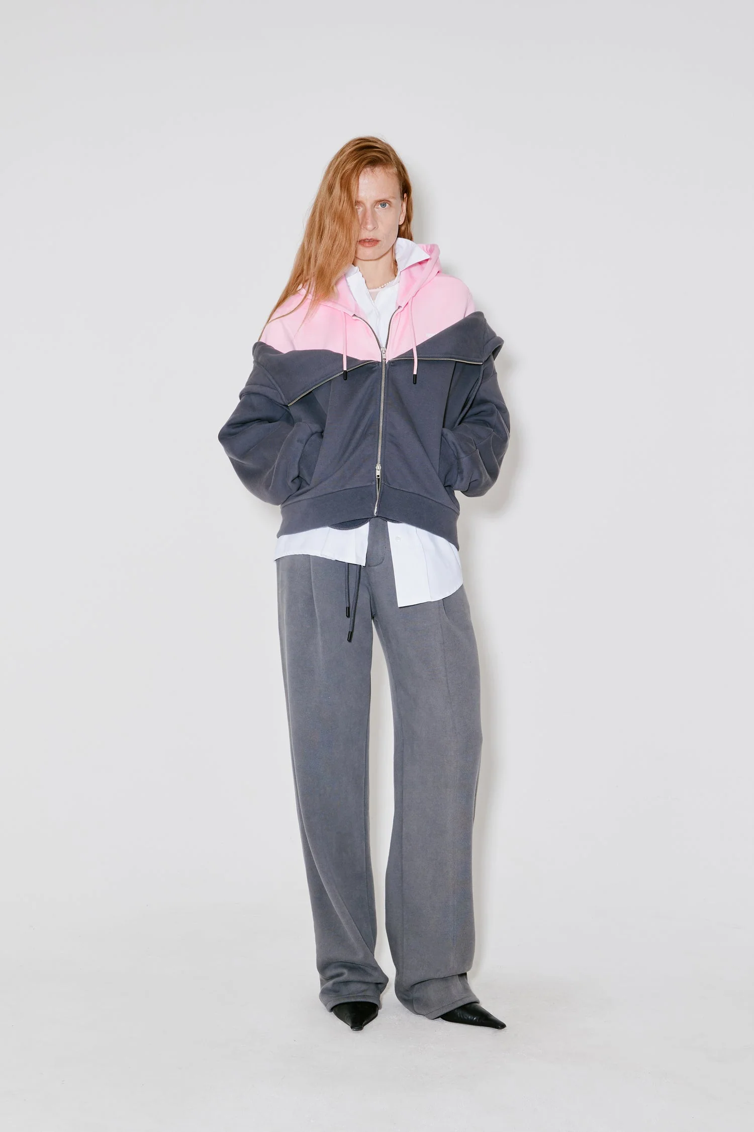 FAÇON JACMIN Women's Serena 2-in-1 Cotton Terry Jacket - Dark Grey & Light Pink Dark-Grey-Light-Pink - Image 2