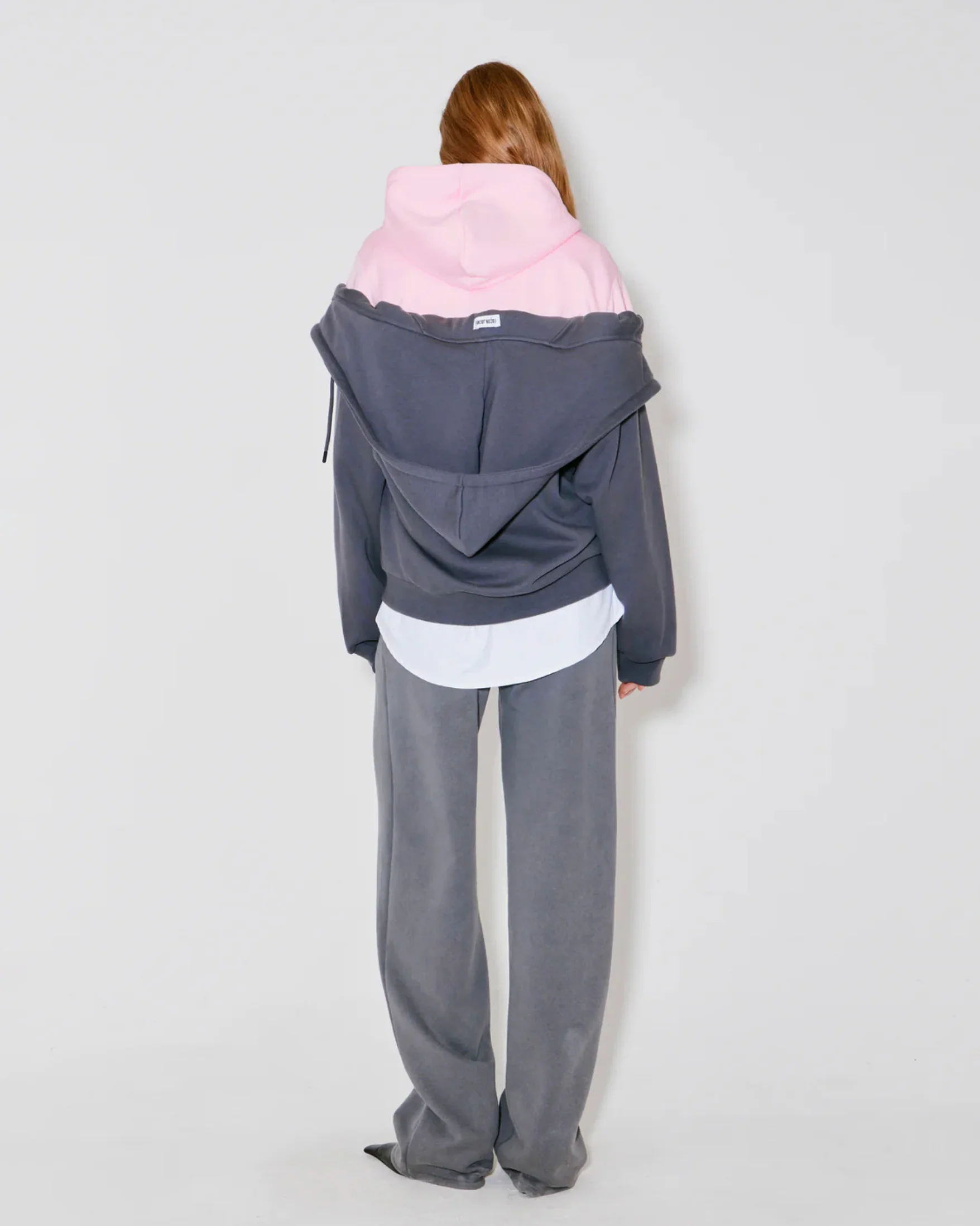 FAÇON JACMIN Women's Serena 2-in-1 Cotton Terry Jacket - Dark Grey & Light Pink Dark-Grey-Light-Pink - Image 4