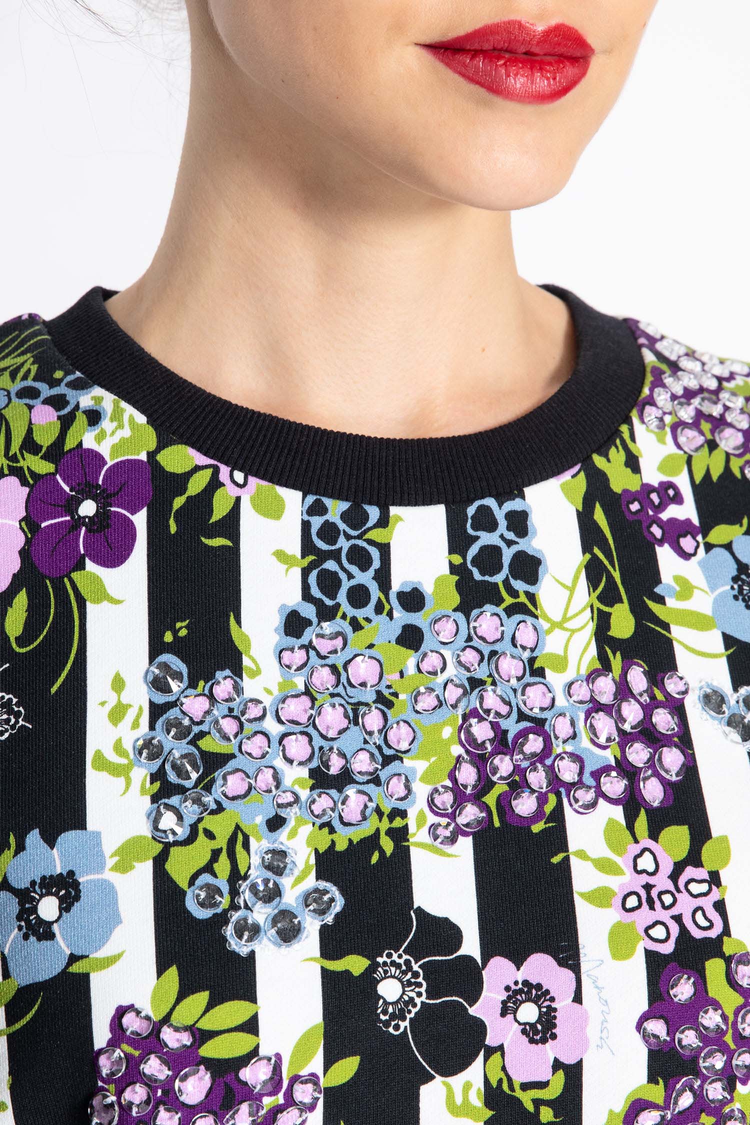 Floral Print Top With Stripes - Image 4