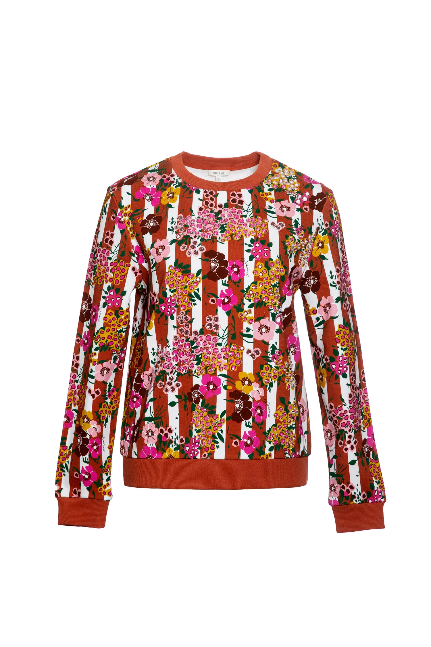 Floral Print Top With Stripes - Image 5