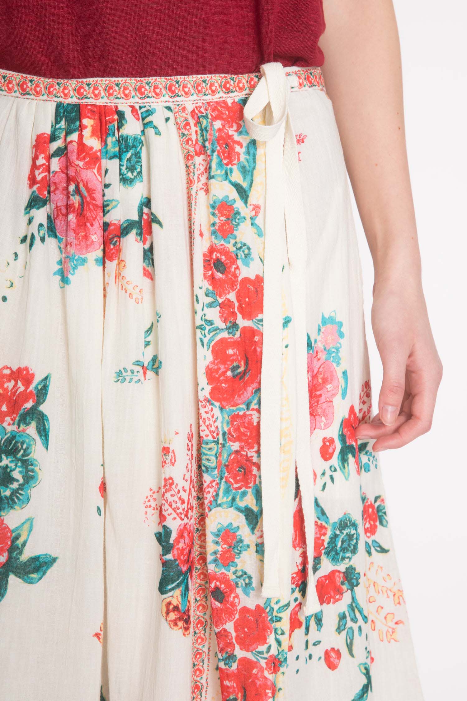 Floral Printed Wrap-Over Skirt - Image 3