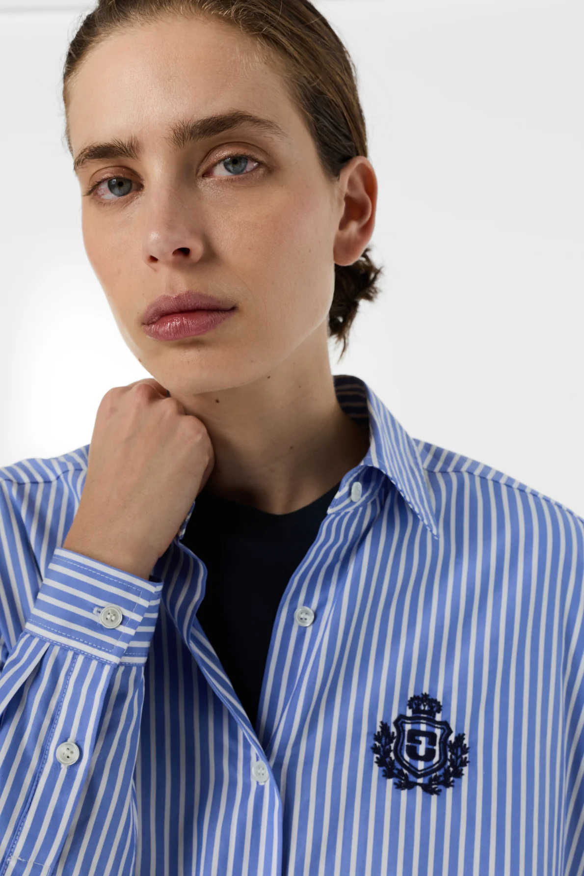 Women's Button-Down Blouse 100 Percent Cotton - Blue - Image 7