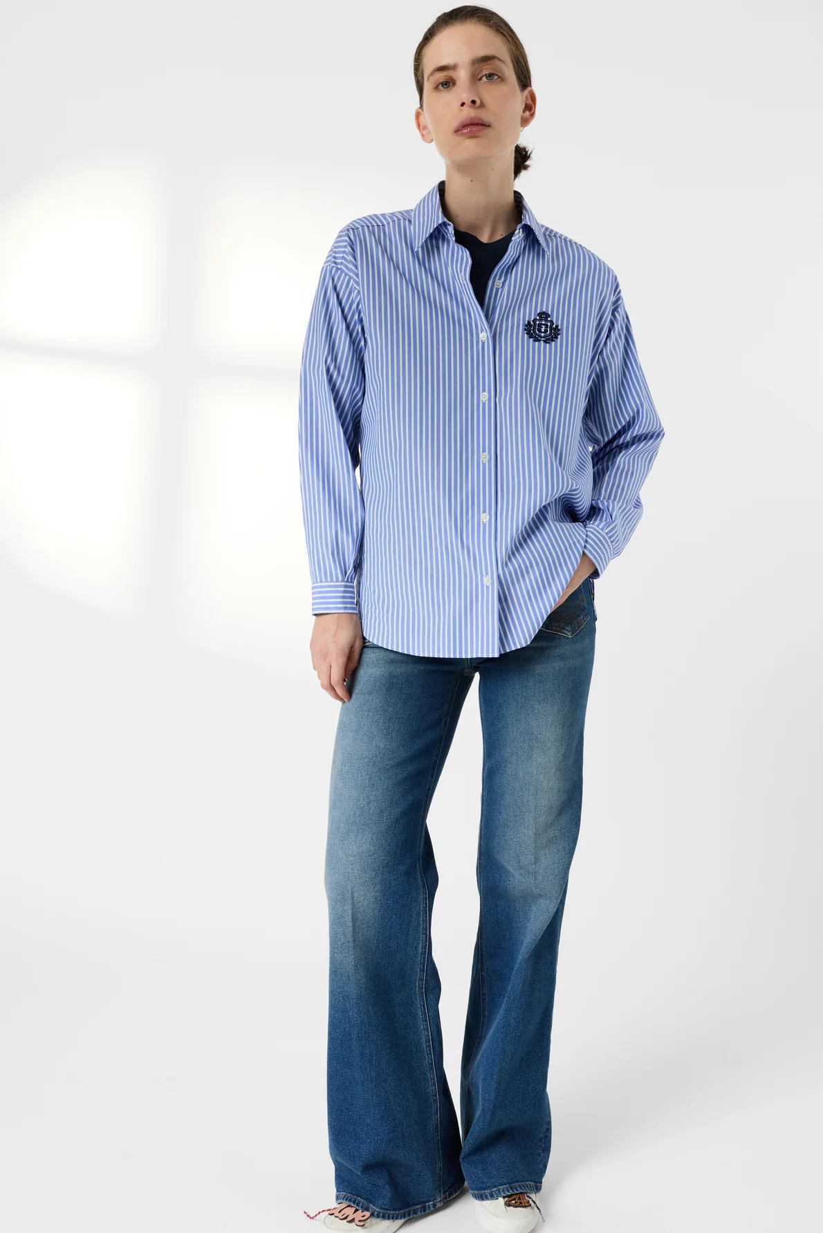Women's Button-Down Blouse 100 Percent Cotton - Blue - Image 8