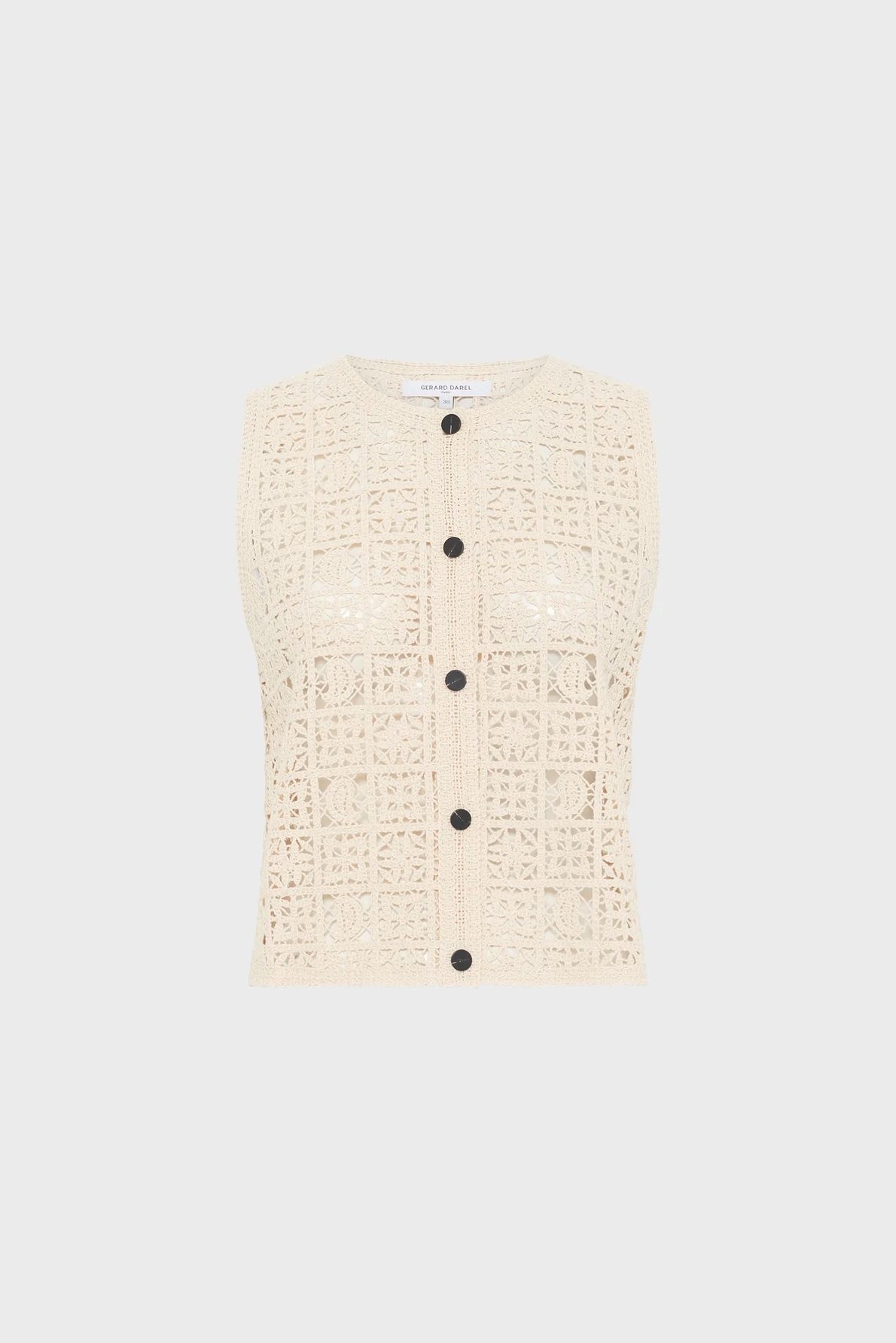 Women's Button-Down Blouse Guipure Lace Embroidered - Natural