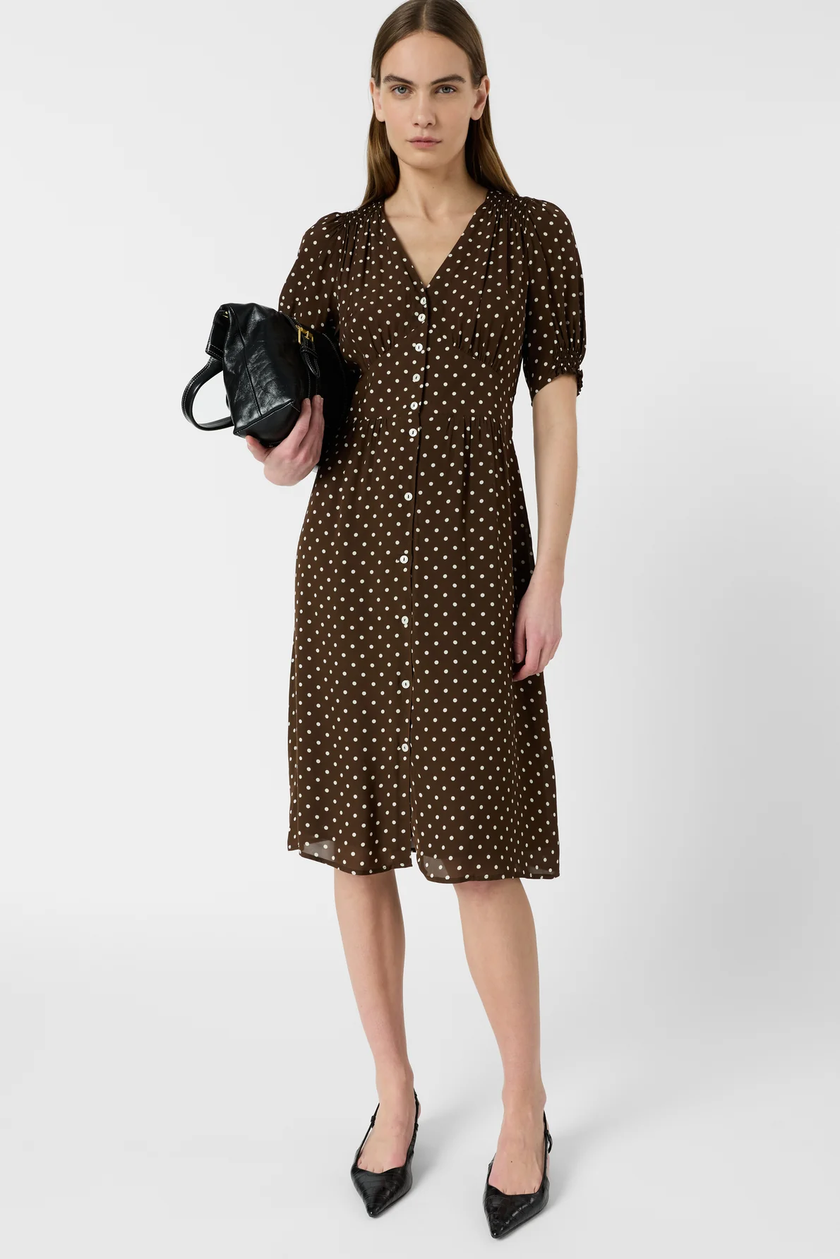 Women's Dress Premium Polyester Blend Textured - Brown - Image 3