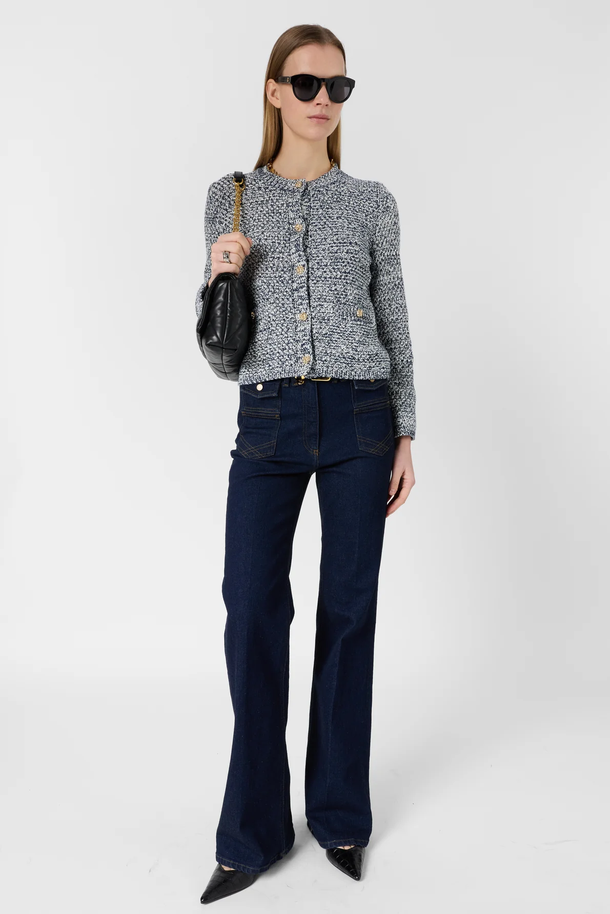 Women's Cardigan Knit Sweater 100% Cotton - Blue Navy - Image 2