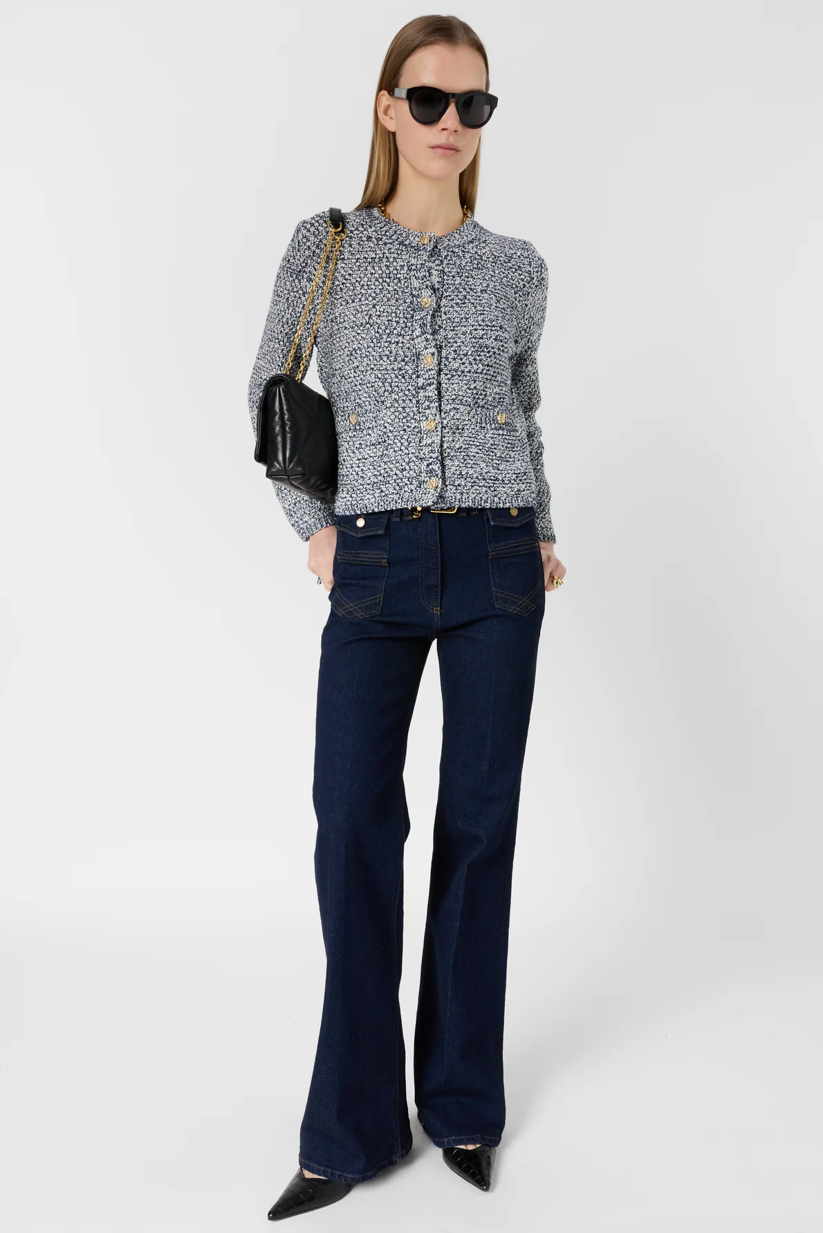 Women's Cardigan Knit Sweater 100% Cotton - Blue Navy - Image 5