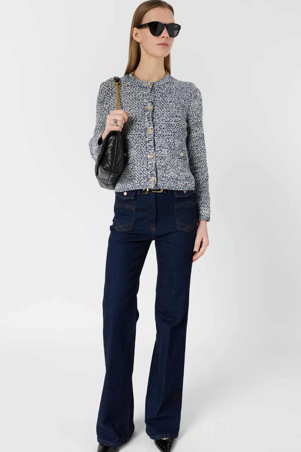 Women's Cardigan Knit Sweater 100% Cotton - Blue Navy - Image 7