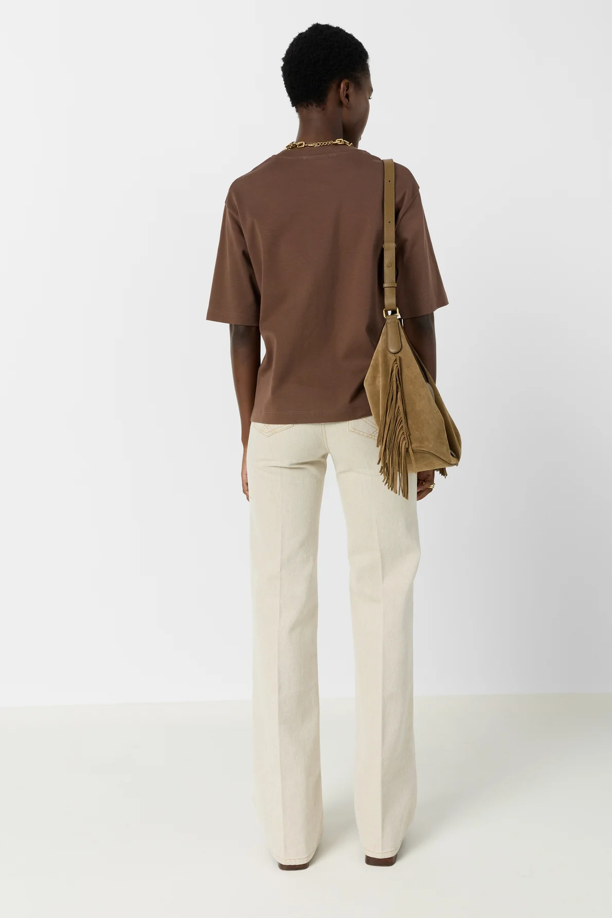 Unisex Soft Short Sleeve T-Shirt 100% Cotton - White Brown - Image 3