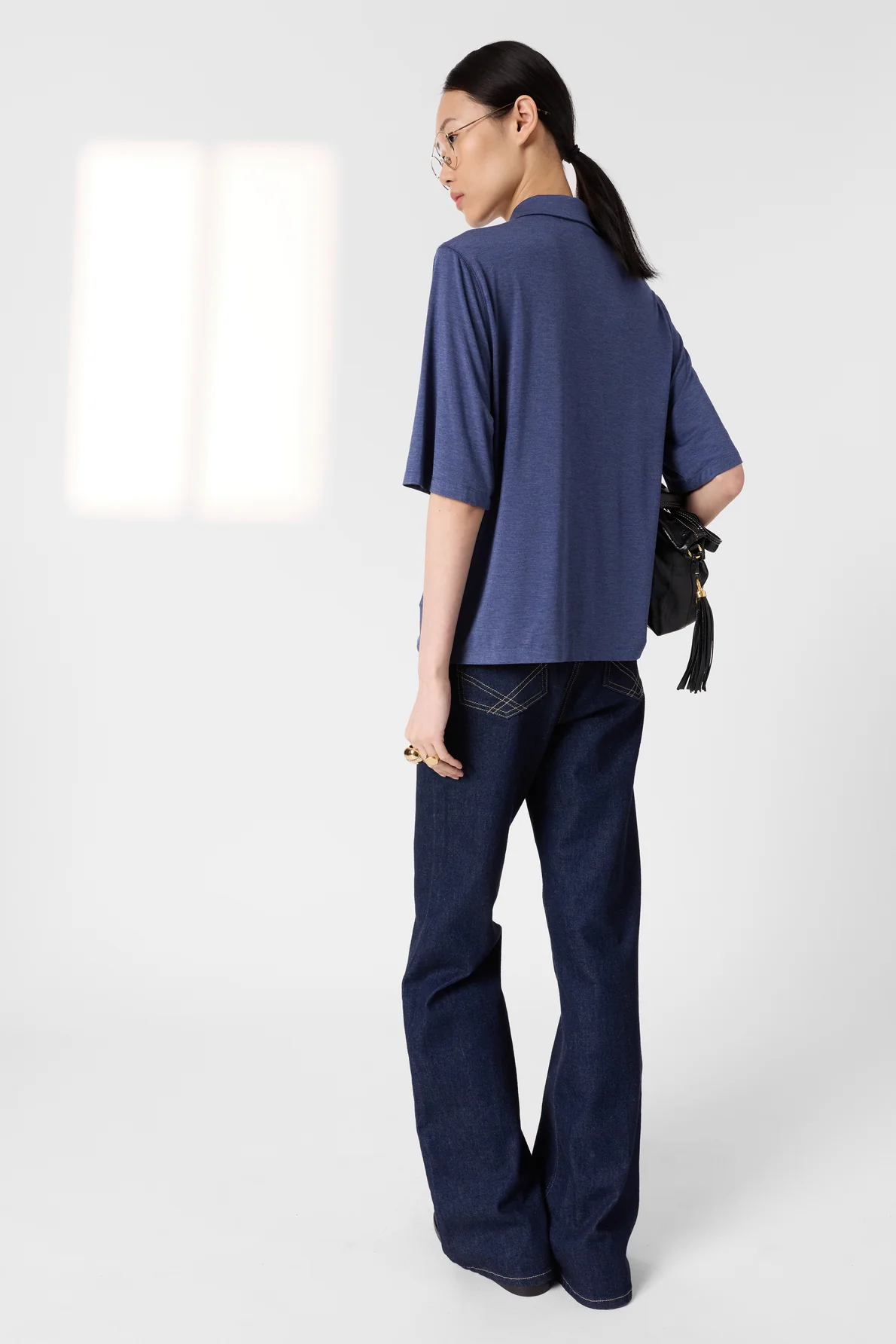 Unisex Polo T-Shirt Premium Organic Cotton Knit - Indigo - Image 7