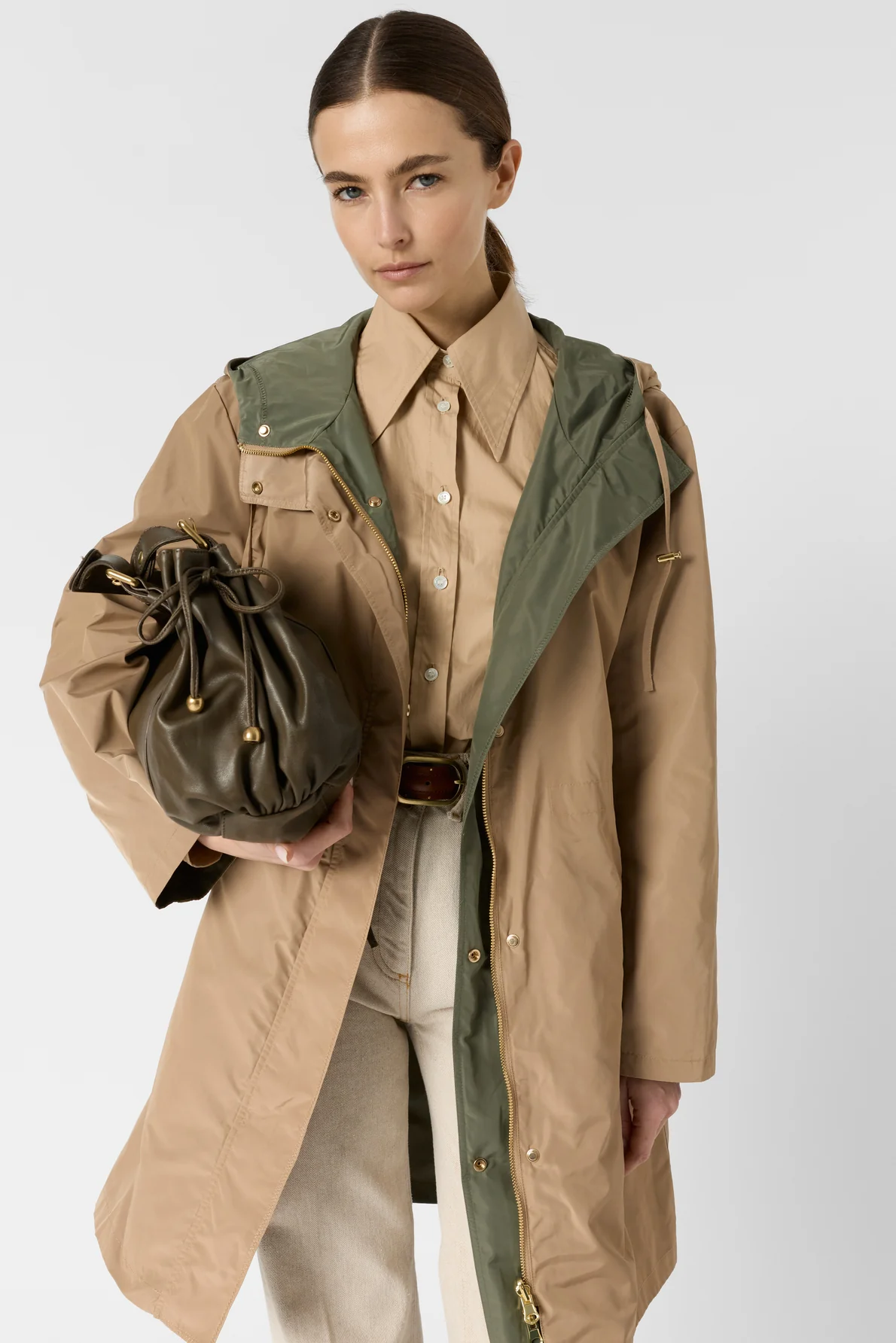 Women's Trench Coat 100% Cotton Gabardine Twill - Sand - Image 4