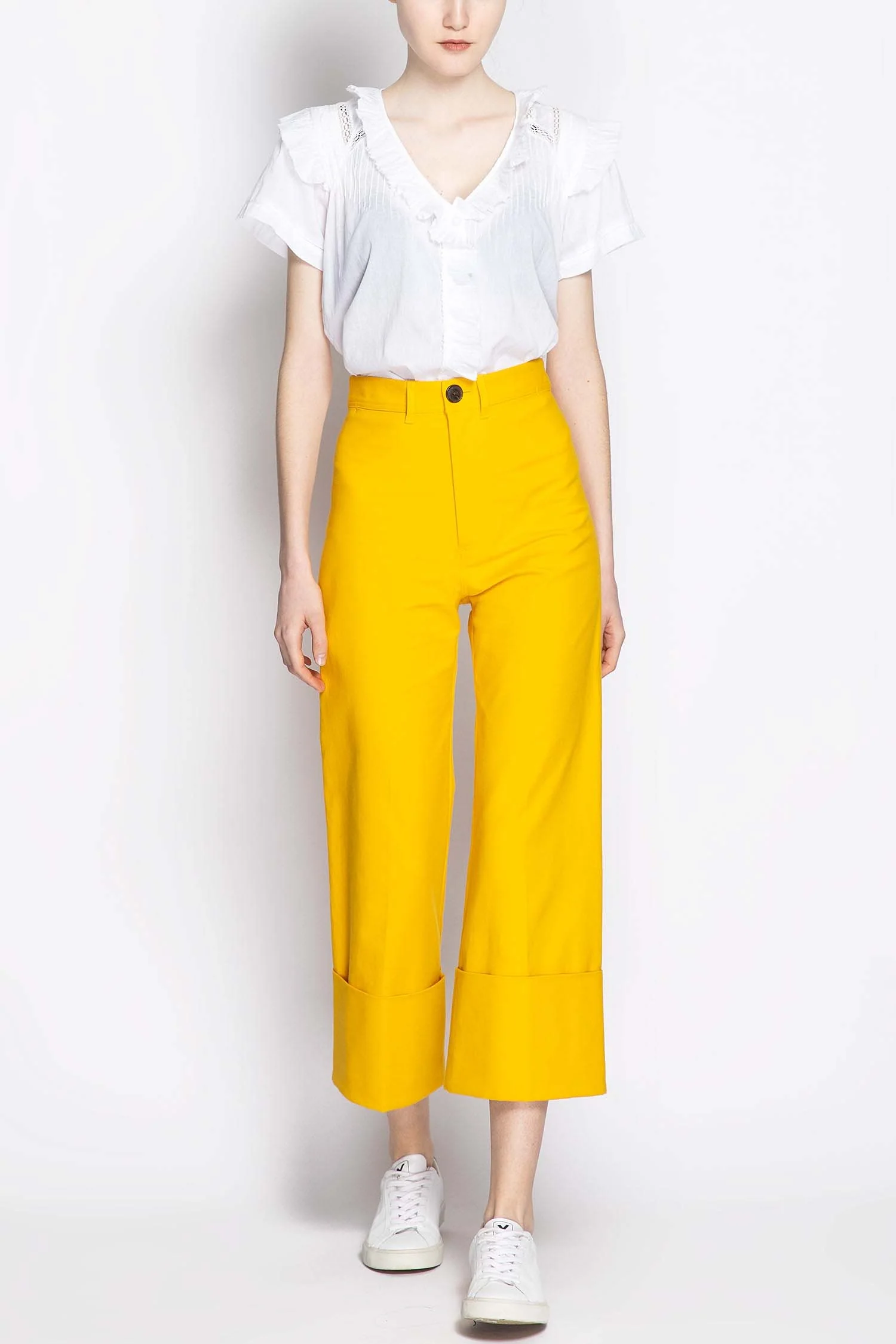 High Rise Wide Leg Cuffed Pants - Image 4