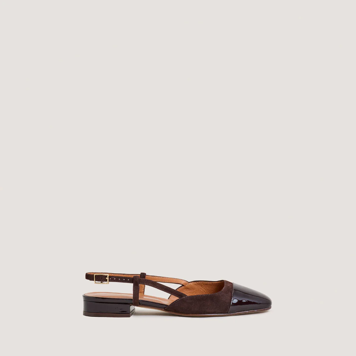Ballerines Dhapou Vernis/velour Marron-Fonce-marron