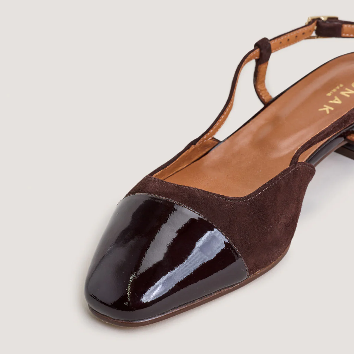 Ballerines Dhapou Vernis/velour Marron-Fonce-marron - Image 3