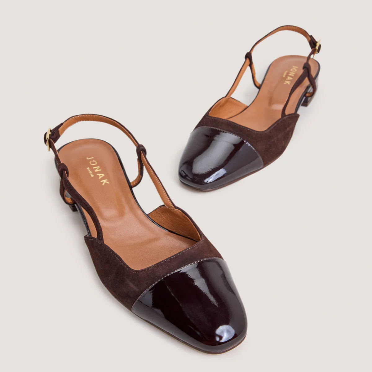 Ballerines Dhapou Vernis/velour Marron-Fonce-marron - Image 4