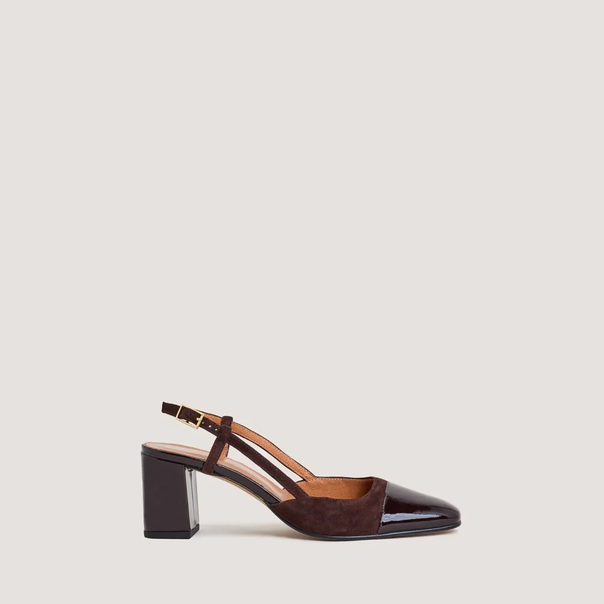 Salomes/babies Dhapop Vernis/velour Marron-Fonce-marron