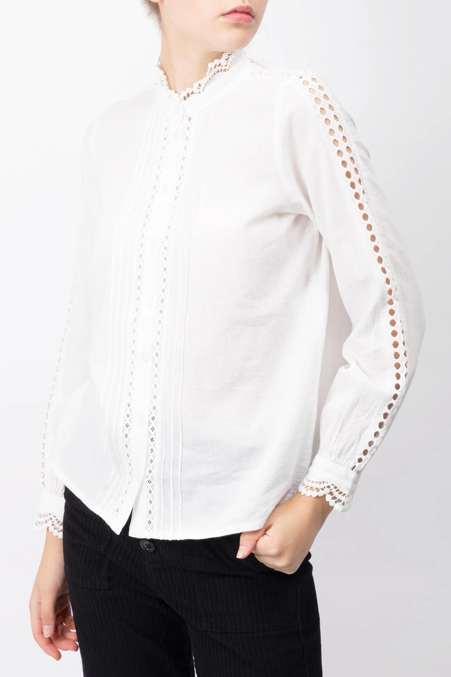 Lace Trimmed Cotton Shirt - Image 3