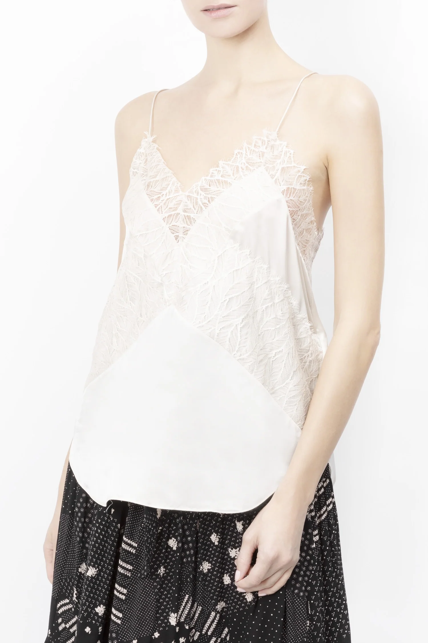 Lace Trimmed Silk Camisole Top - Image 3