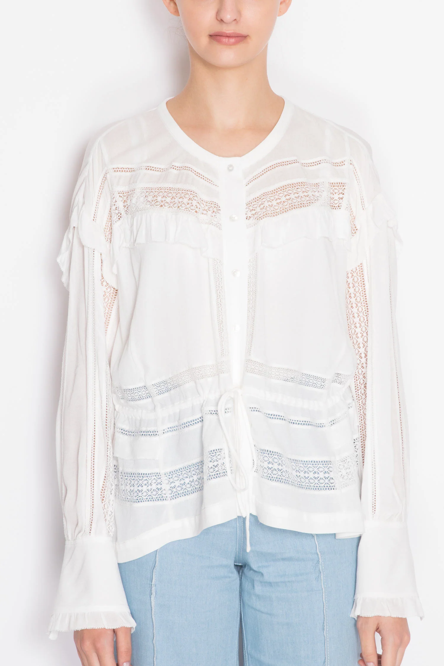 Laced Long-sleeve Blouse
