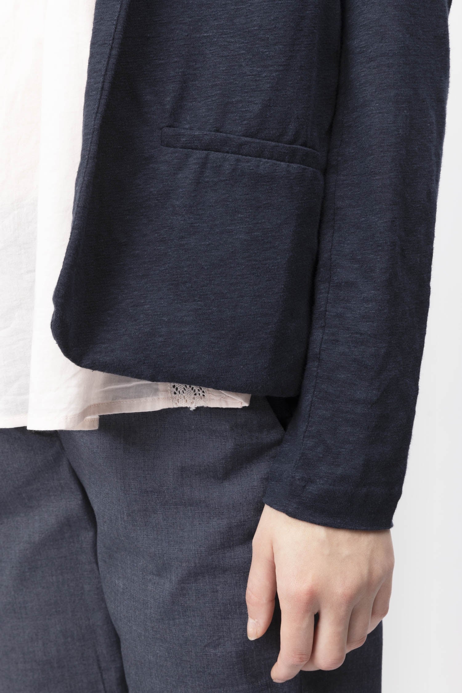 Linen Blend Knit Blazer - Image 3