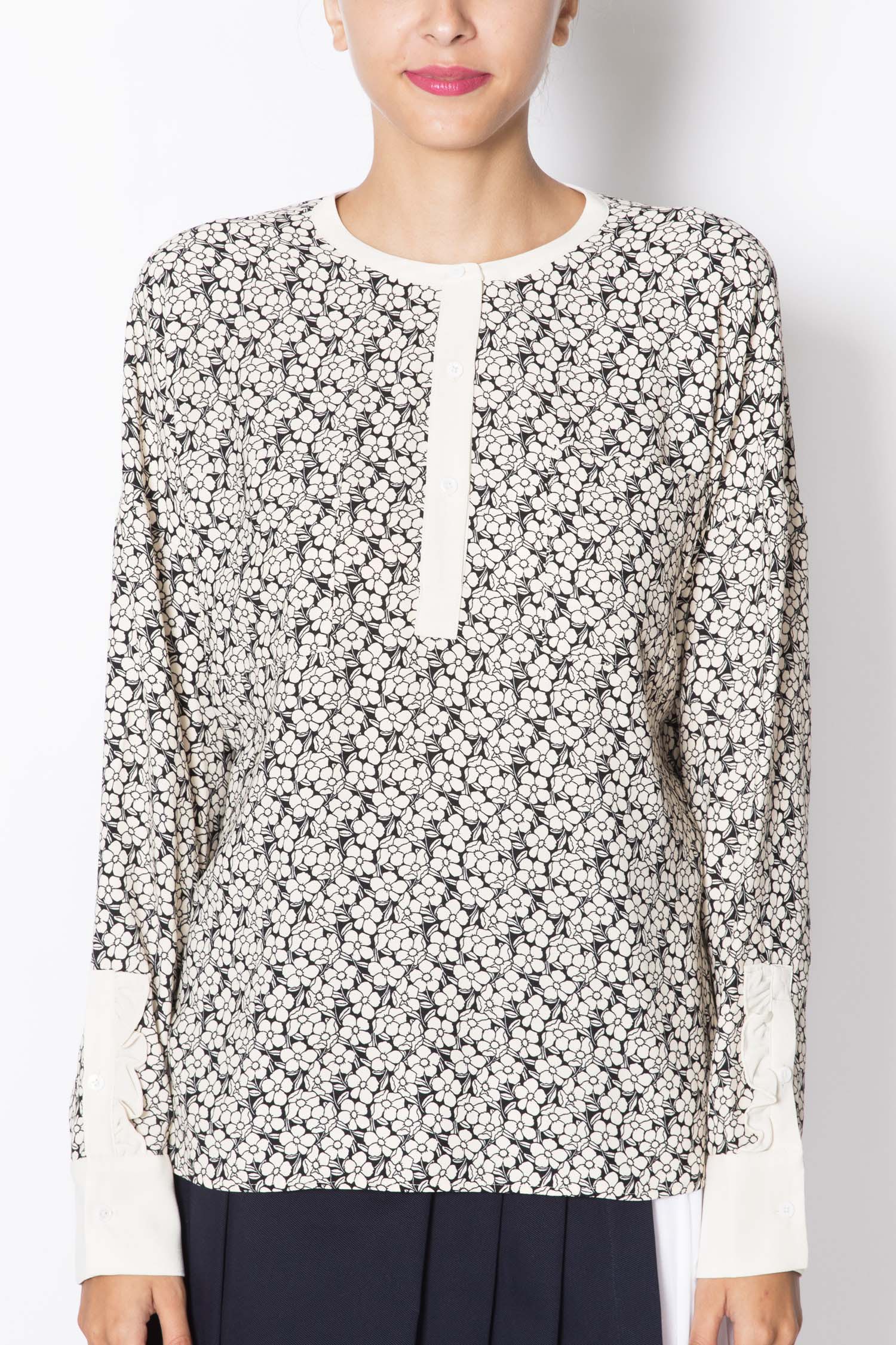 Long Sleeved Contrast Blouse - Image 2