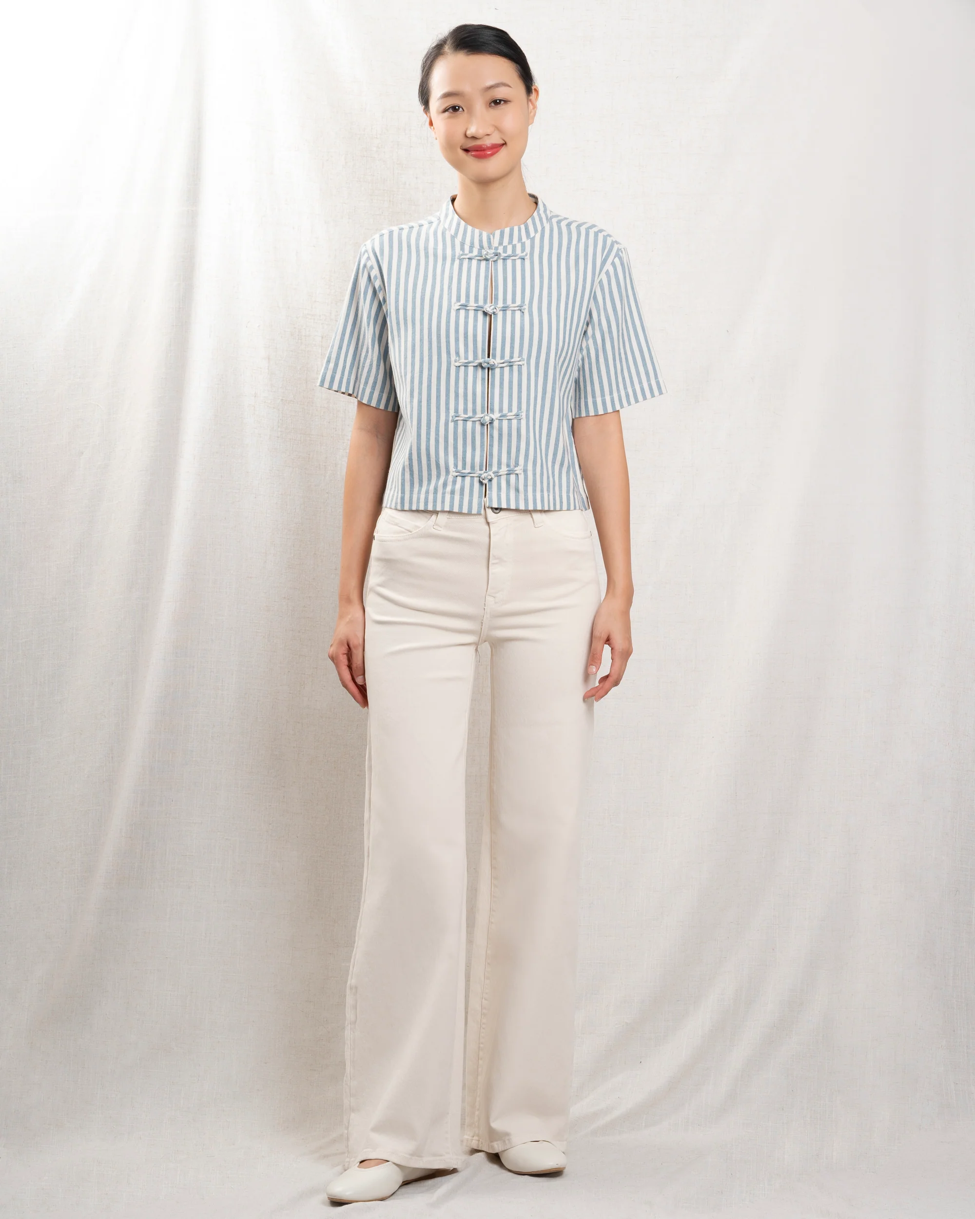 Blouse Birdie Shirt Blue-Stripes - Image 5