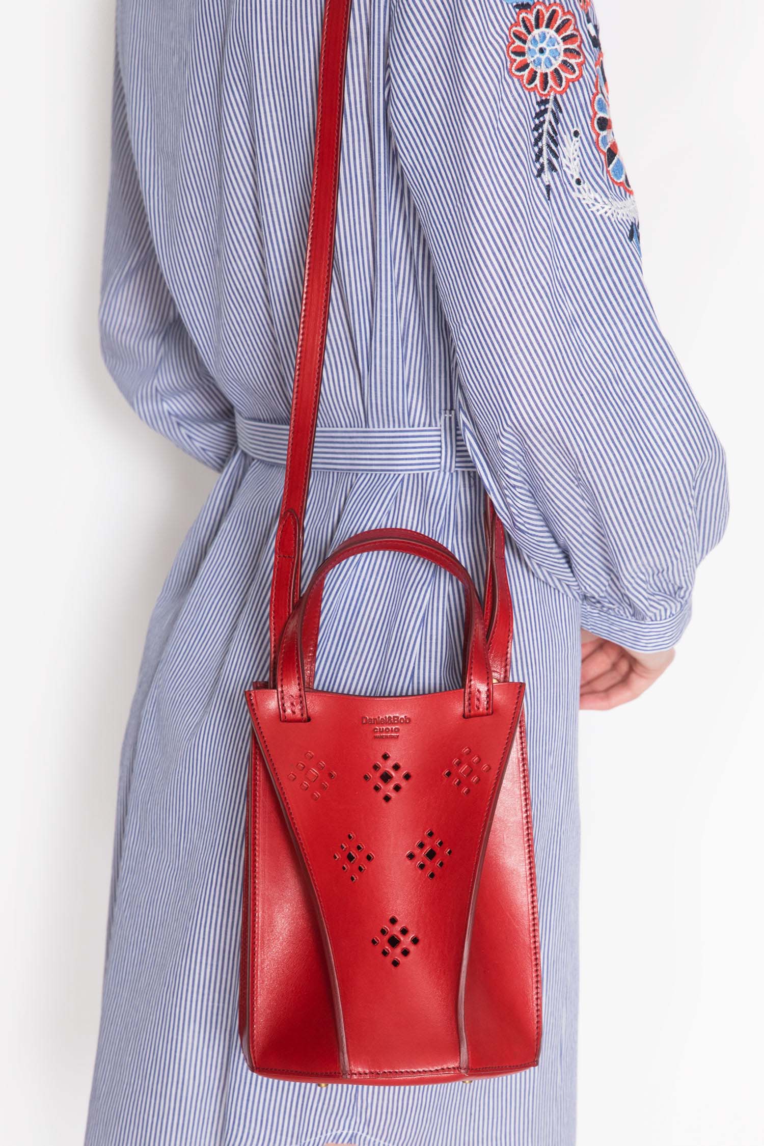 Medium Leather Cutout Bucket Bag - Image 2
