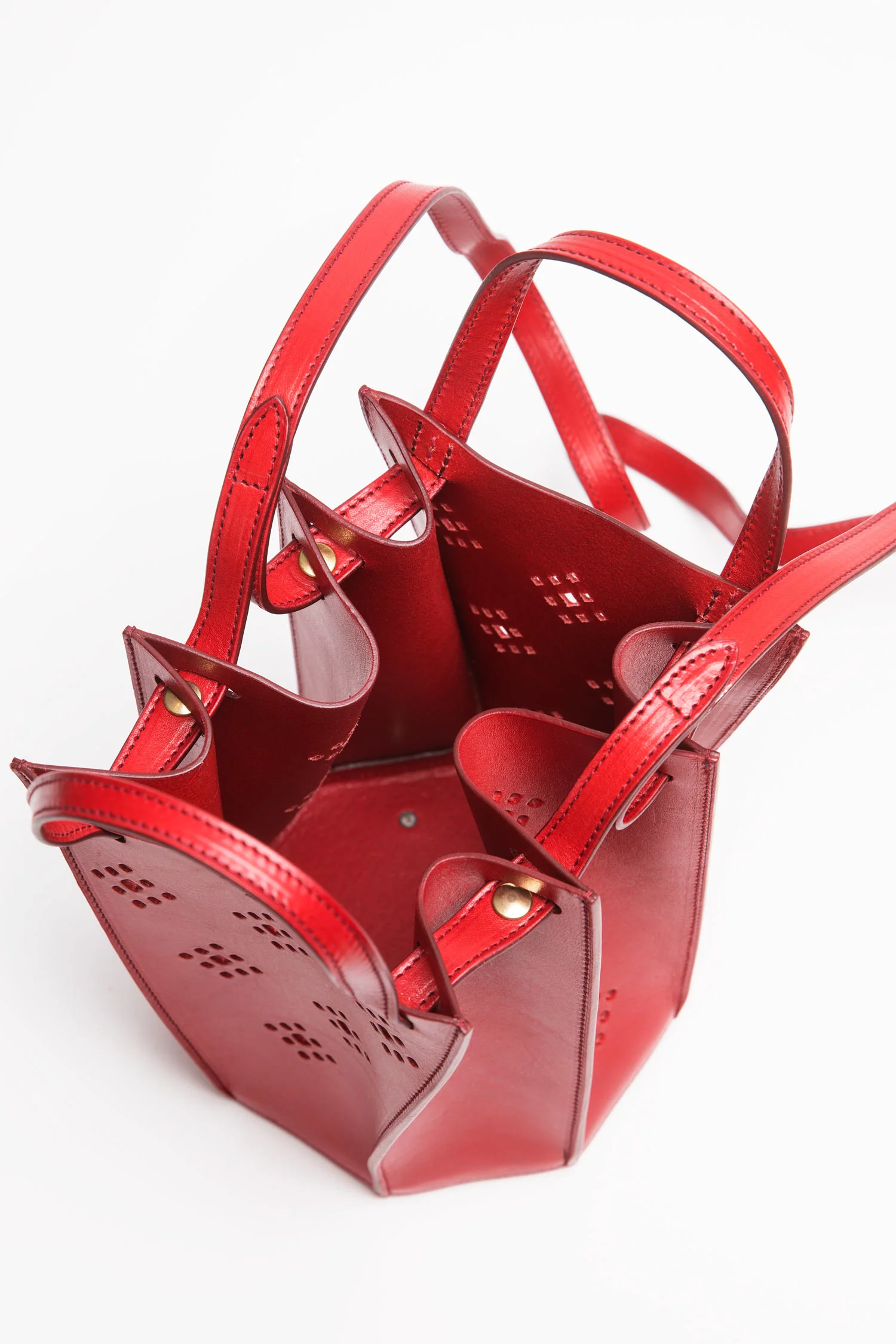 Medium Leather Cutout Bucket Bag - Image 3