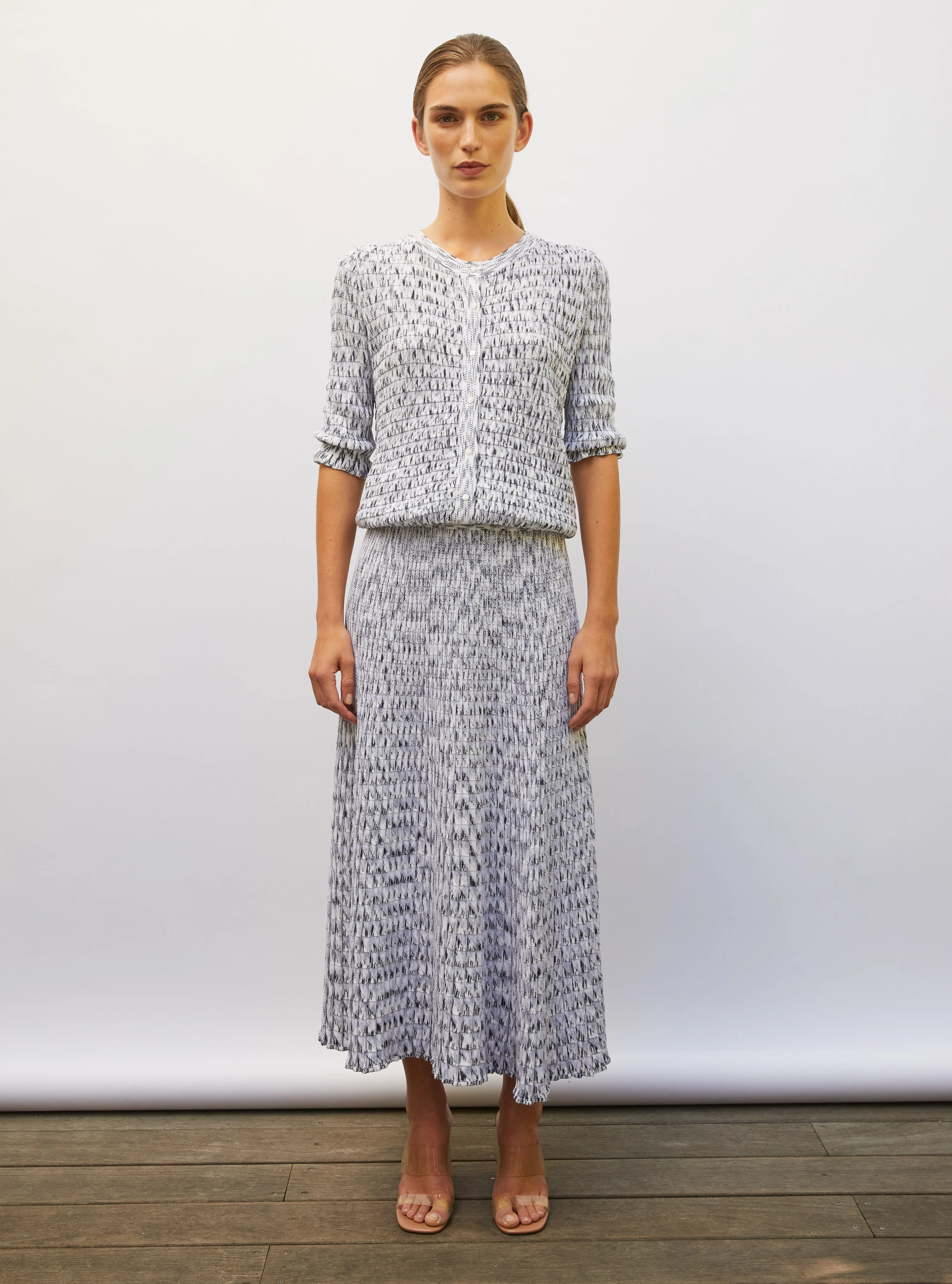 Molli Women's Skirt Cocktail Luxury Origami Knit Viscose Wool - Milk-Multi-Grey
