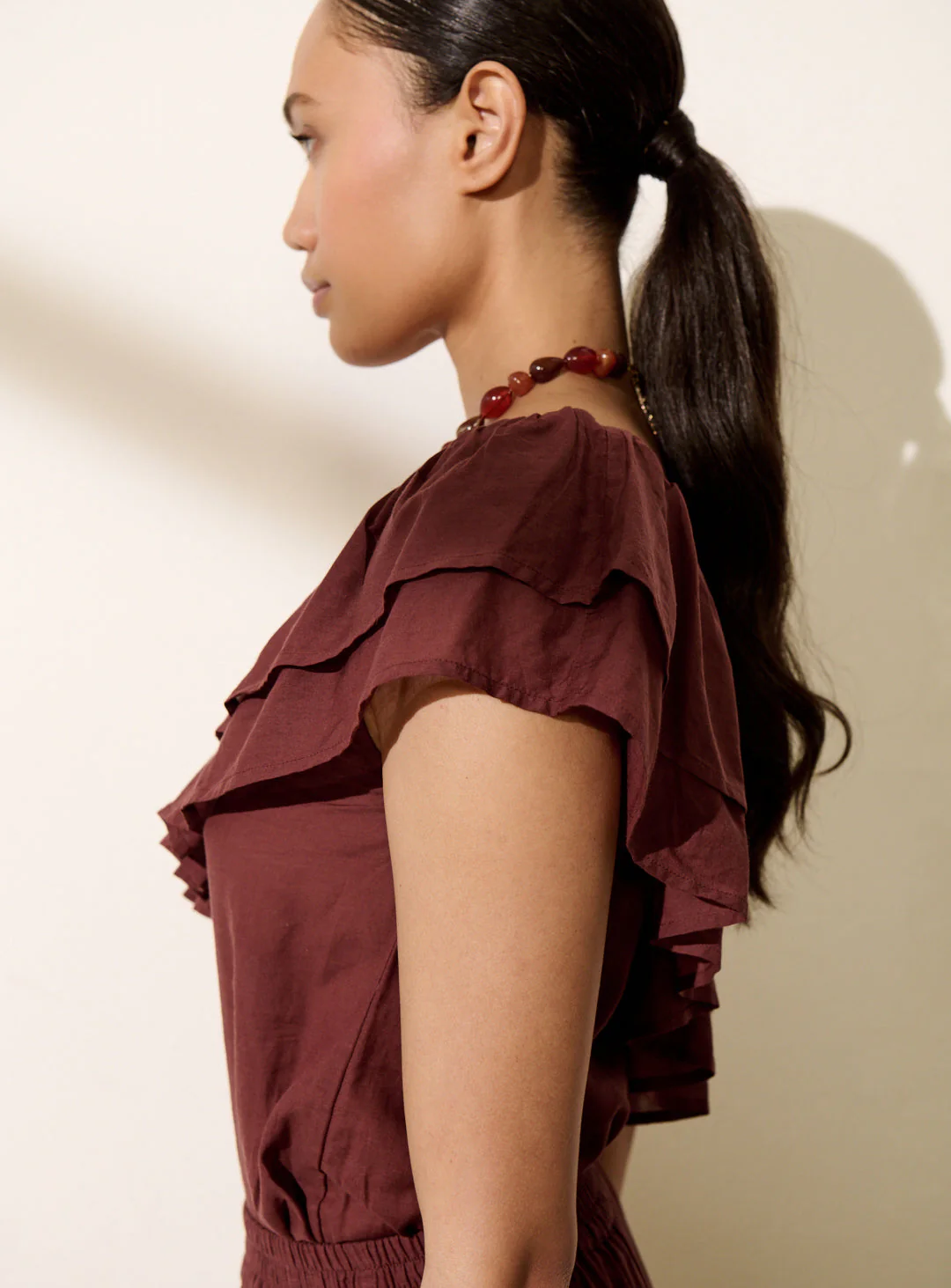 Blouse Timeo Uni 126 Brown - Image 2