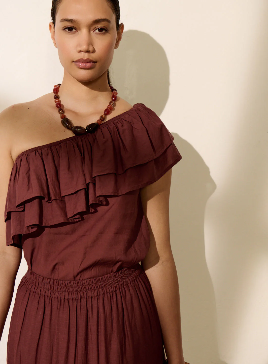 Blouse Timeo Uni 126 Brown - Image 3