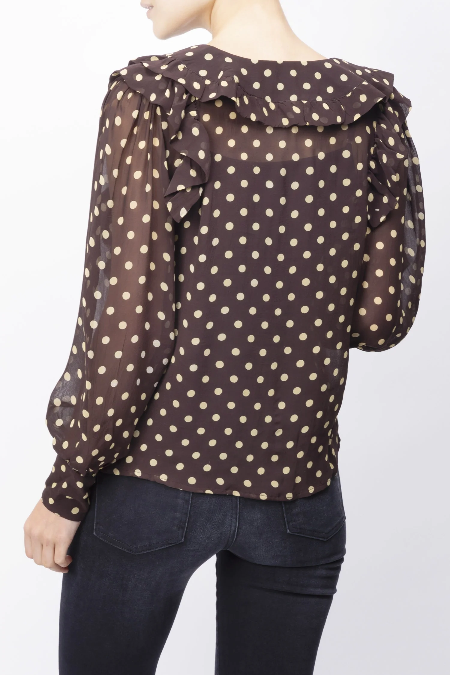 Polka Dot Printed Ruffle Blouse - Image 2