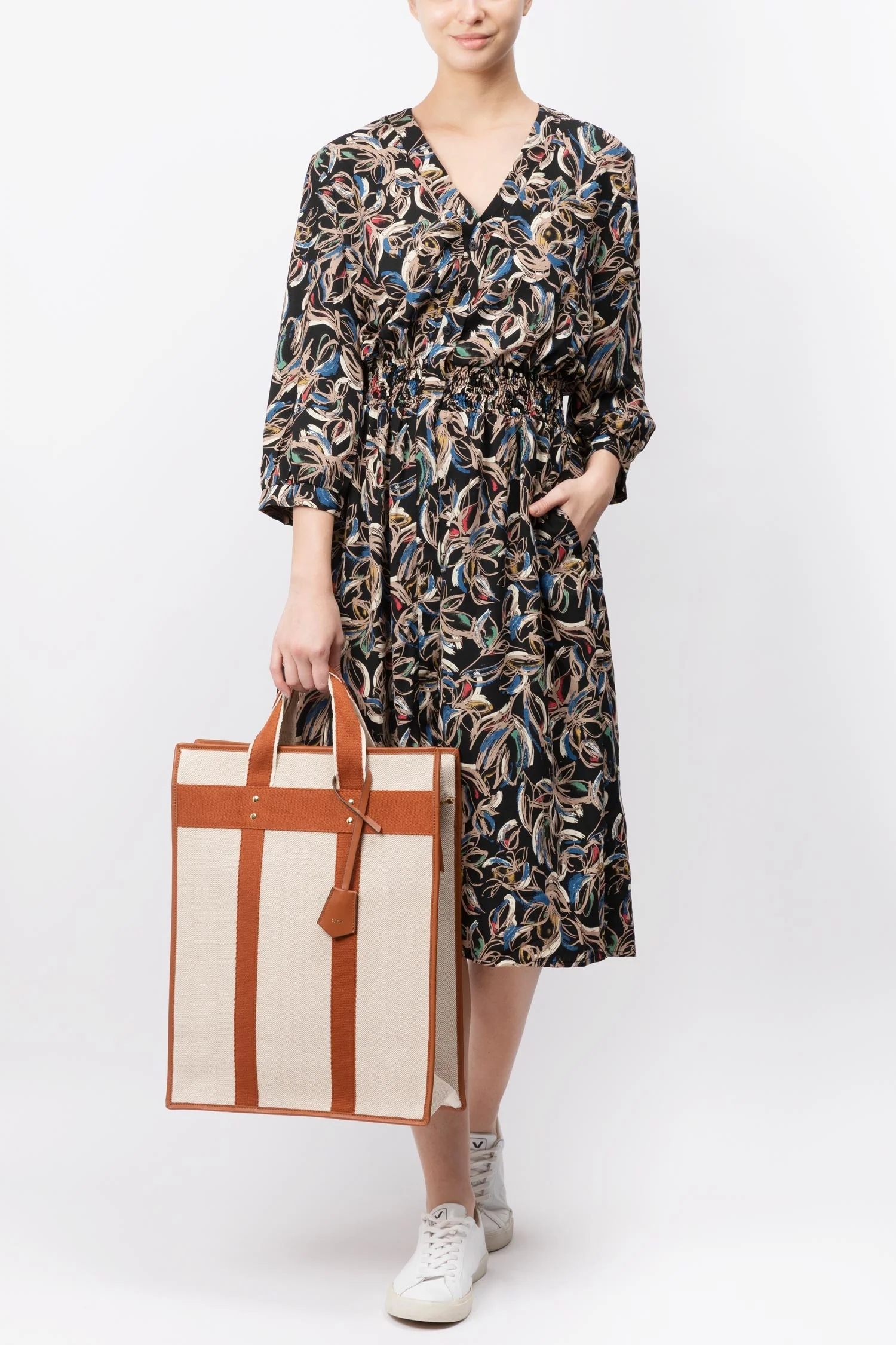 Printed Button-down Dress