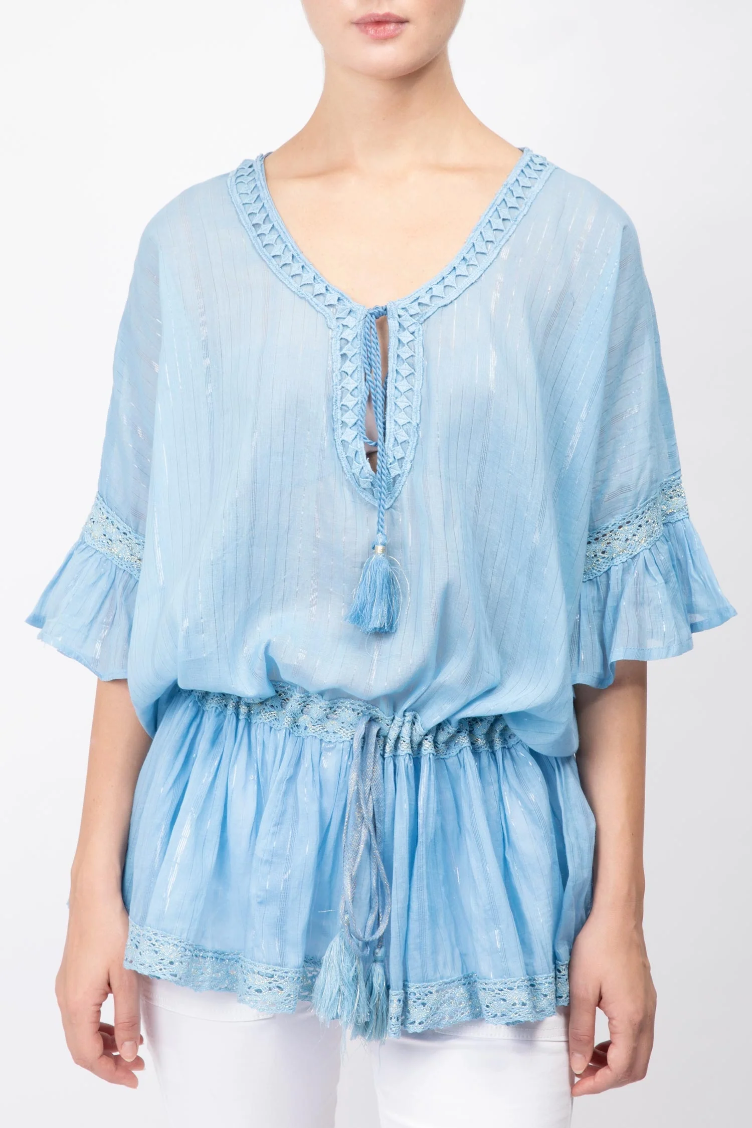 Printed Top With Lace trims