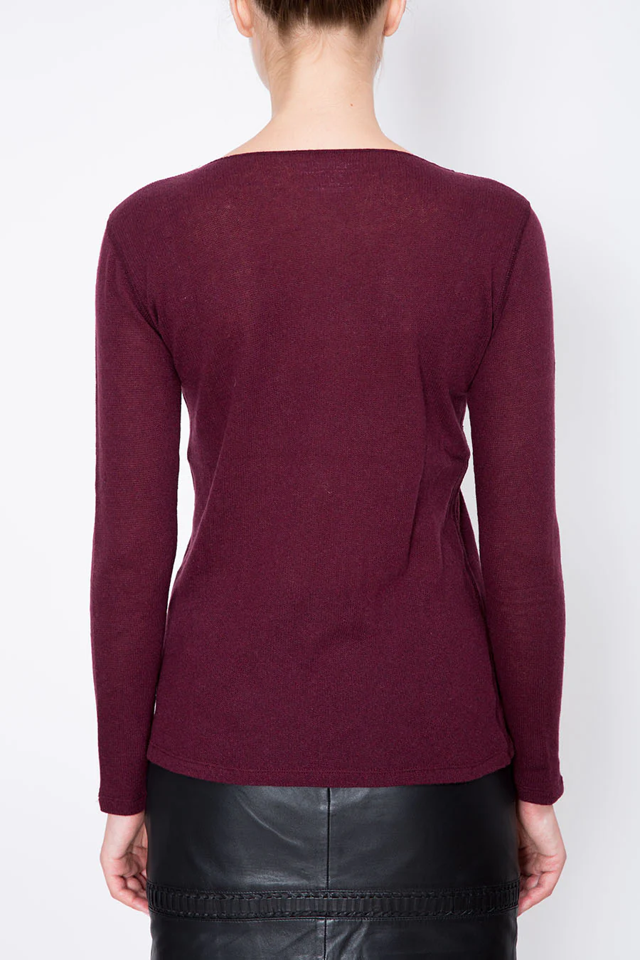 Sail Neck Long Sleeves Cashmere T-Shirt - Image 3