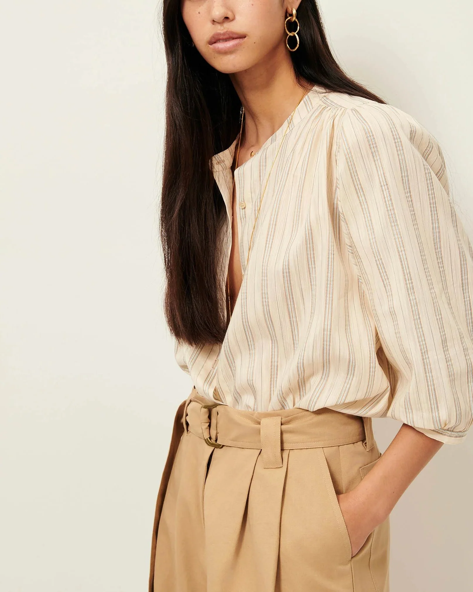 Women's Blouse Organic Cotton - Two-Tone Stripe Pattern Sandaguas - Image 3