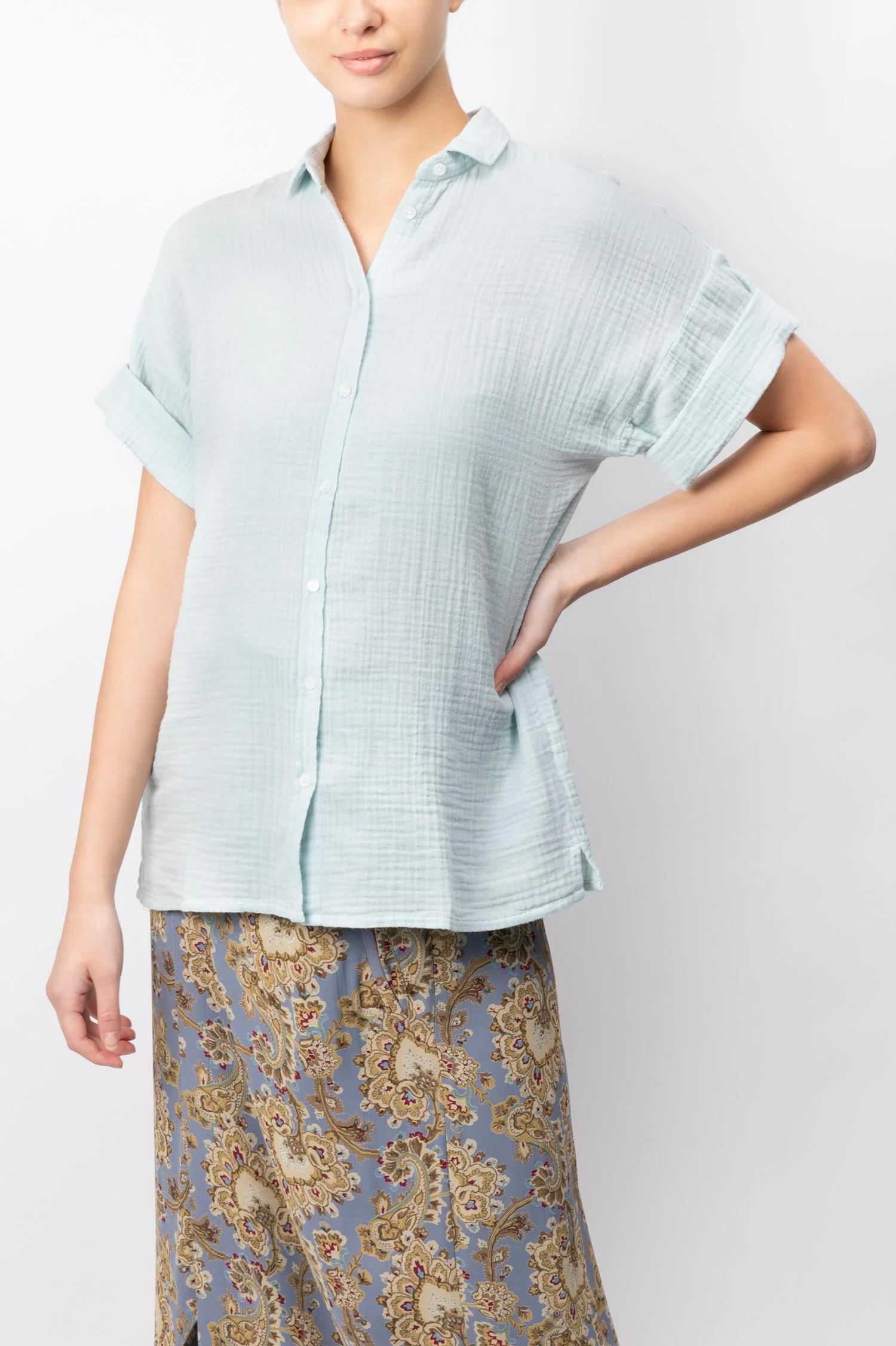 Short Sleeves Cotton Shirt 49-Midnight - Image 3