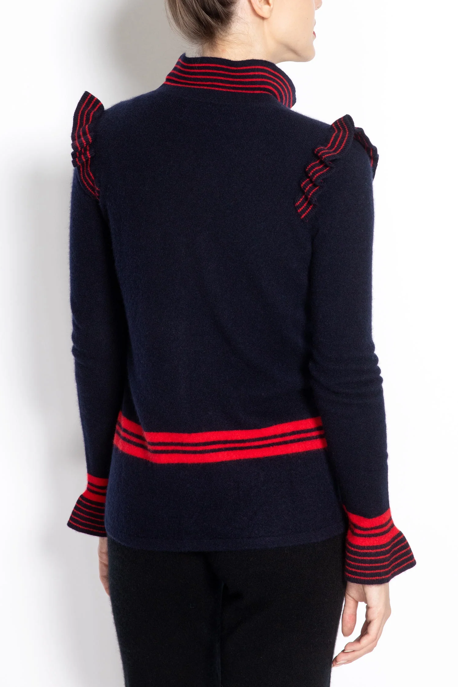Striped Cardigan With Ruffles - Image 2
