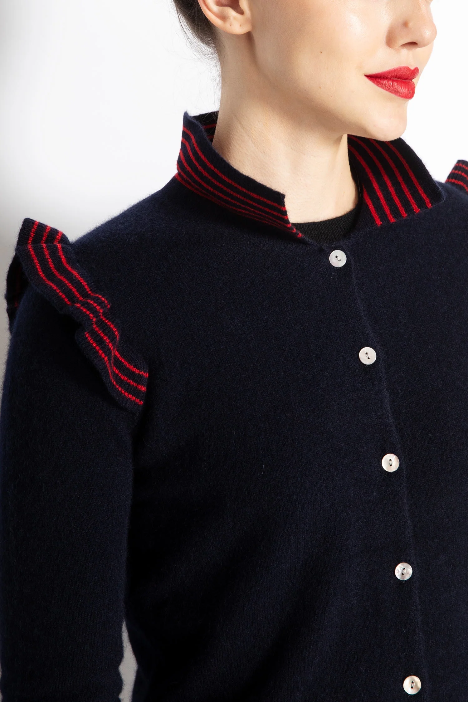 Striped Cardigan With Ruffles - Image 3
