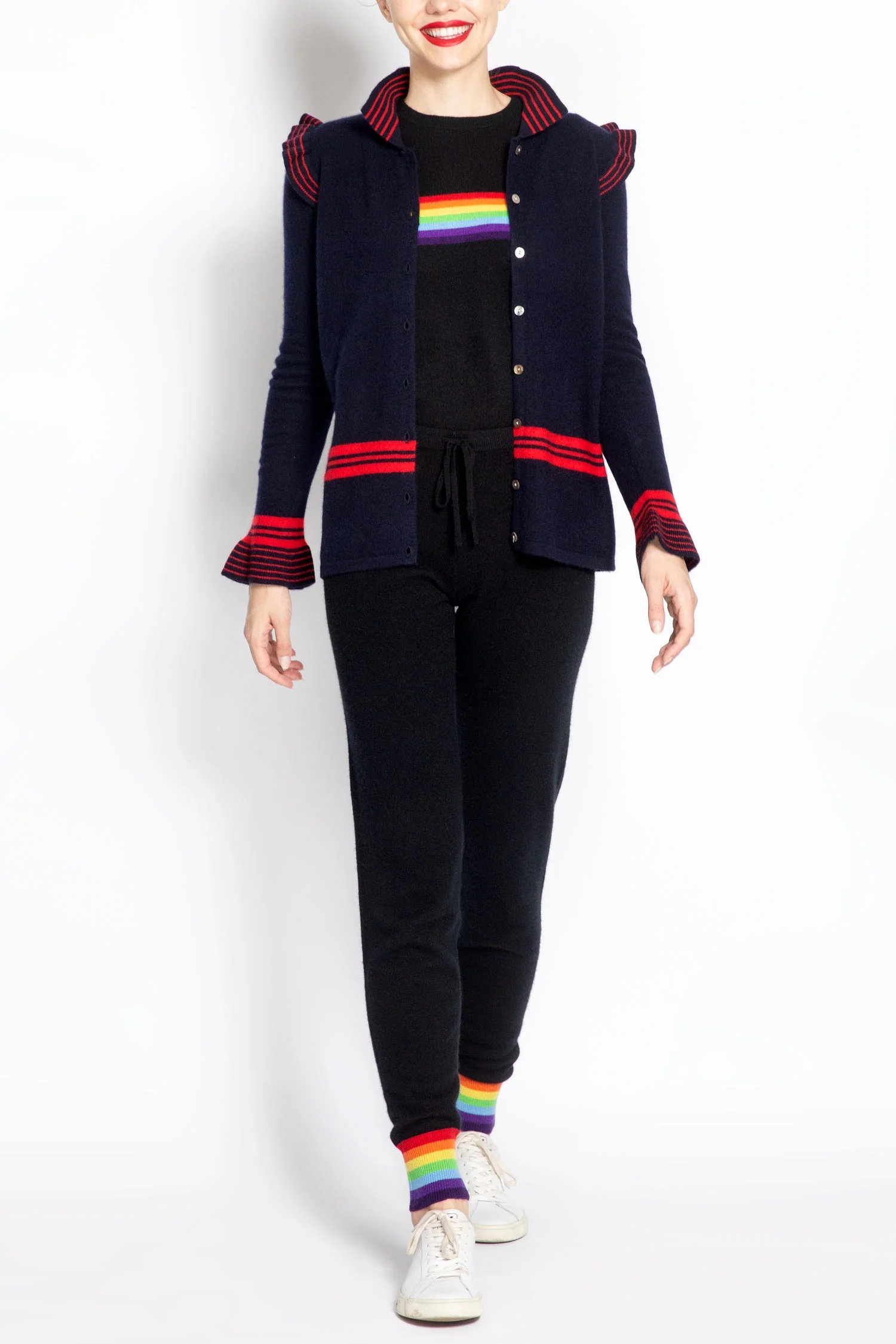 Striped Cardigan With Ruffles - Image 4