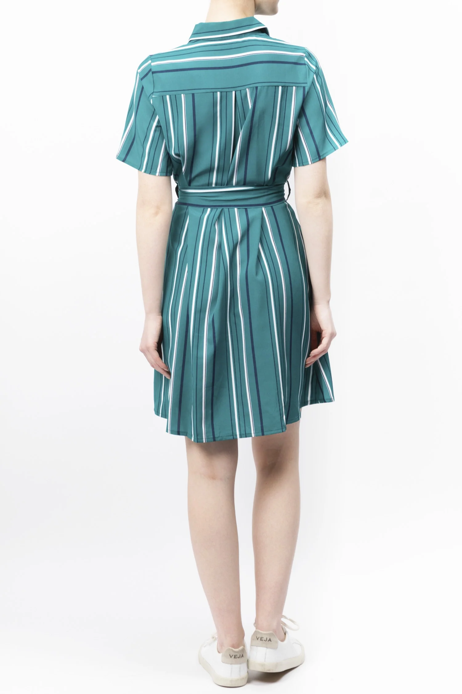 Striped Tie-waist Shirt Dress - Image 3
