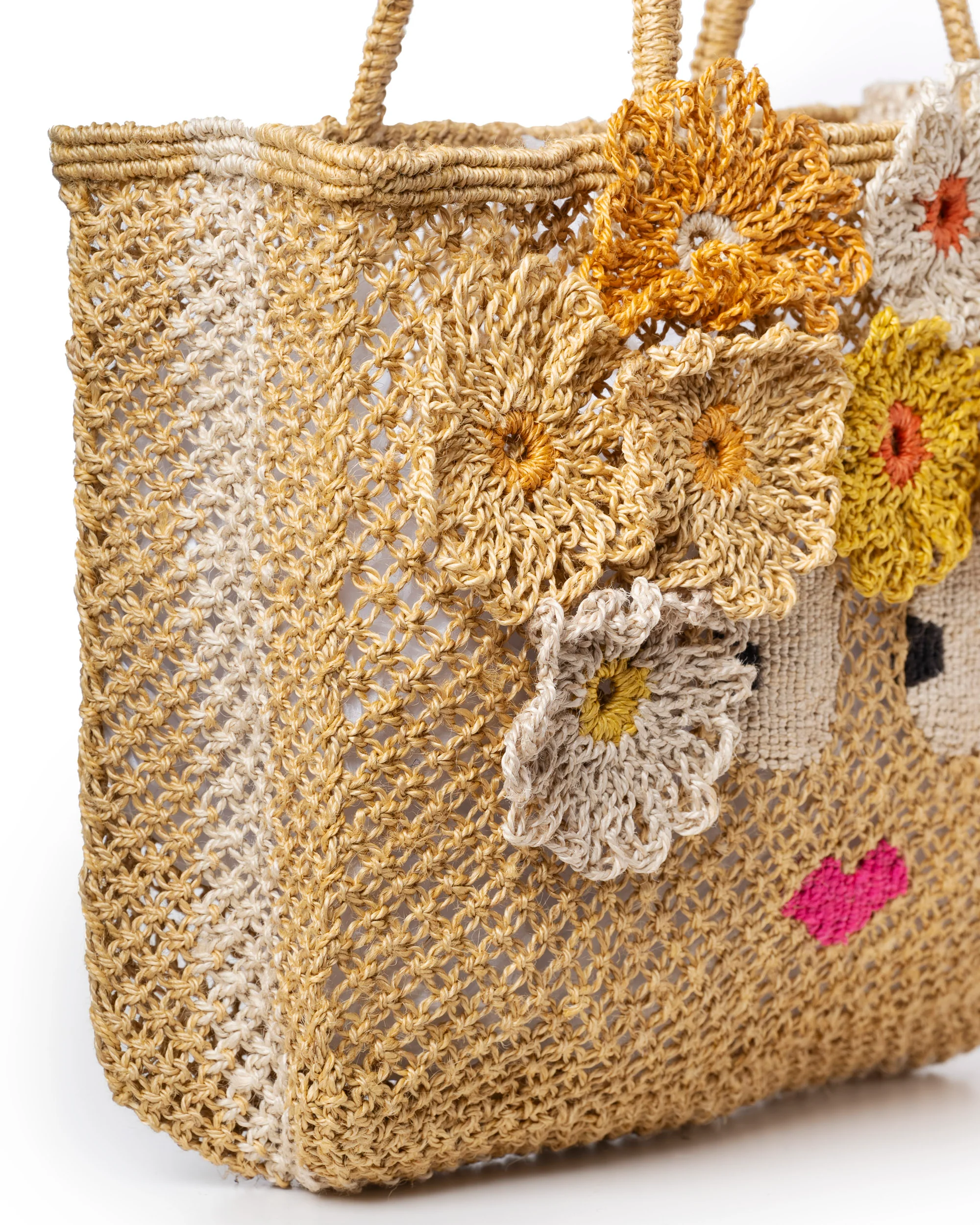 Carmen Small Handwoven Jute Beach Bag – Yellow Mustard - Image 2