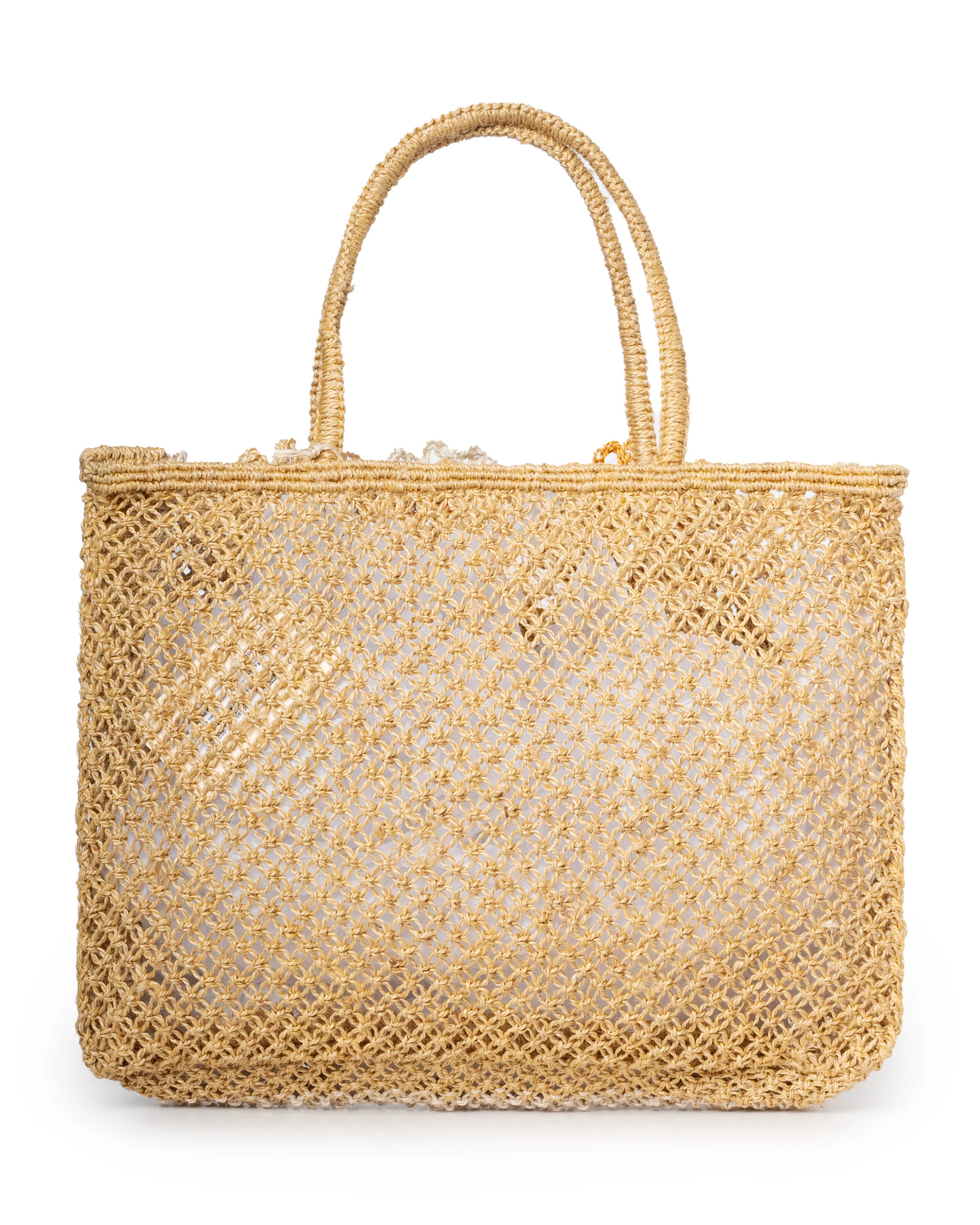 Carmen Small Handwoven Jute Beach Bag – Yellow Mustard - Image 4