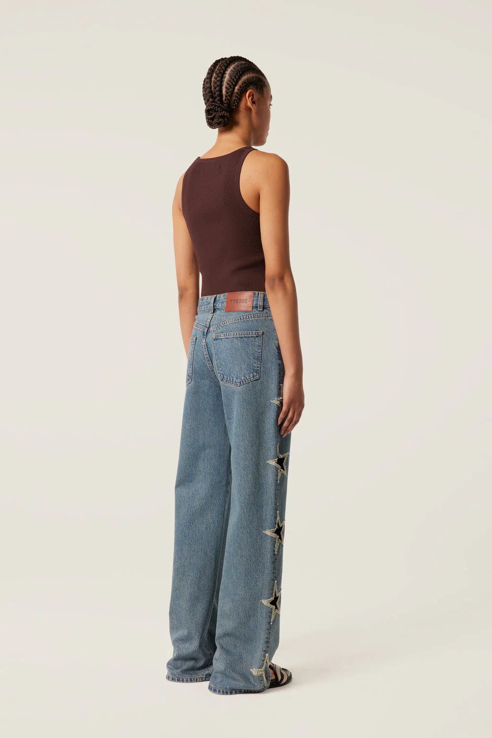 Tressé Women’s Pina Wide-Leg Jeans 100% Cotton Denim with Braided Trim - Bleu - Image 7