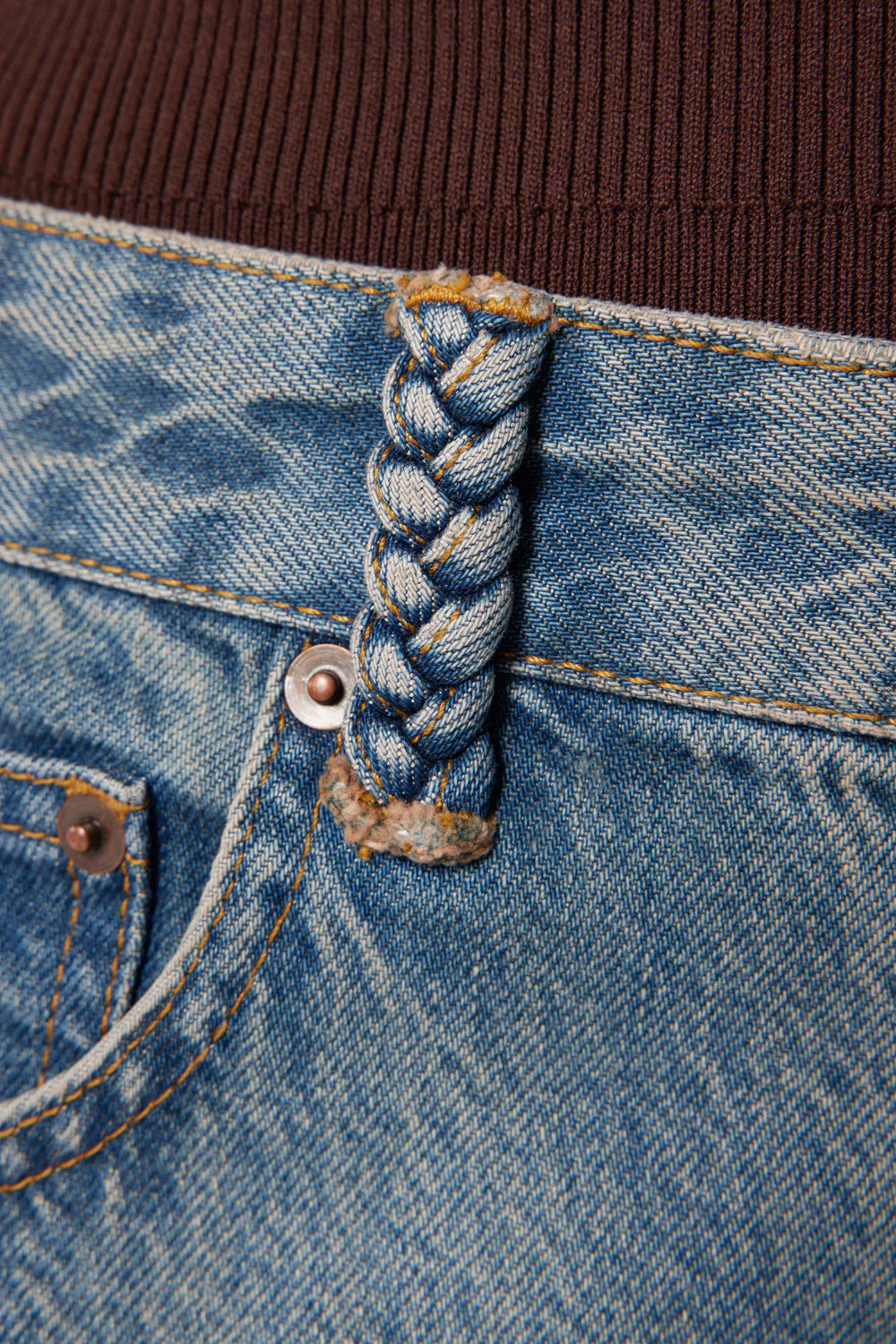 Tressé Women’s Pina Wide-Leg Jeans 100% Cotton Denim with Braided Trim - Bleu - Image 9