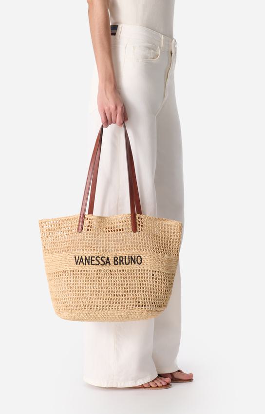 Vanessa Bruno Women’s V.B. Beach Bag Hand-Woven Raffia Tote - Sable-Noir - Image 3